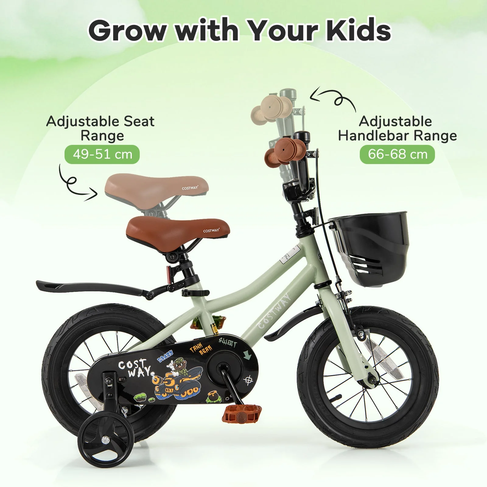12-Inch Kids Bike Adjustable with Training Wheels for 3-4 Years Old - Image 5