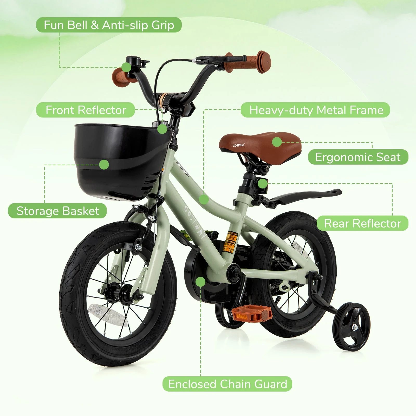 12-Inch Kids Bike Adjustable with Training Wheels for 3-4 Years Old - Image 6