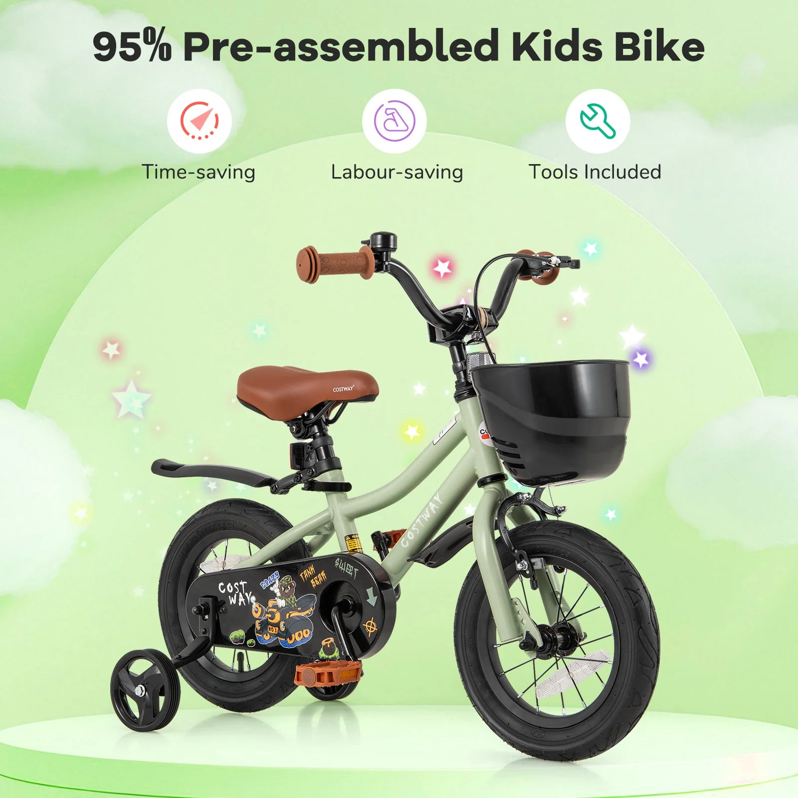 12-Inch Kids Bike Adjustable with Training Wheels for 3-4 Years Old - Image 8