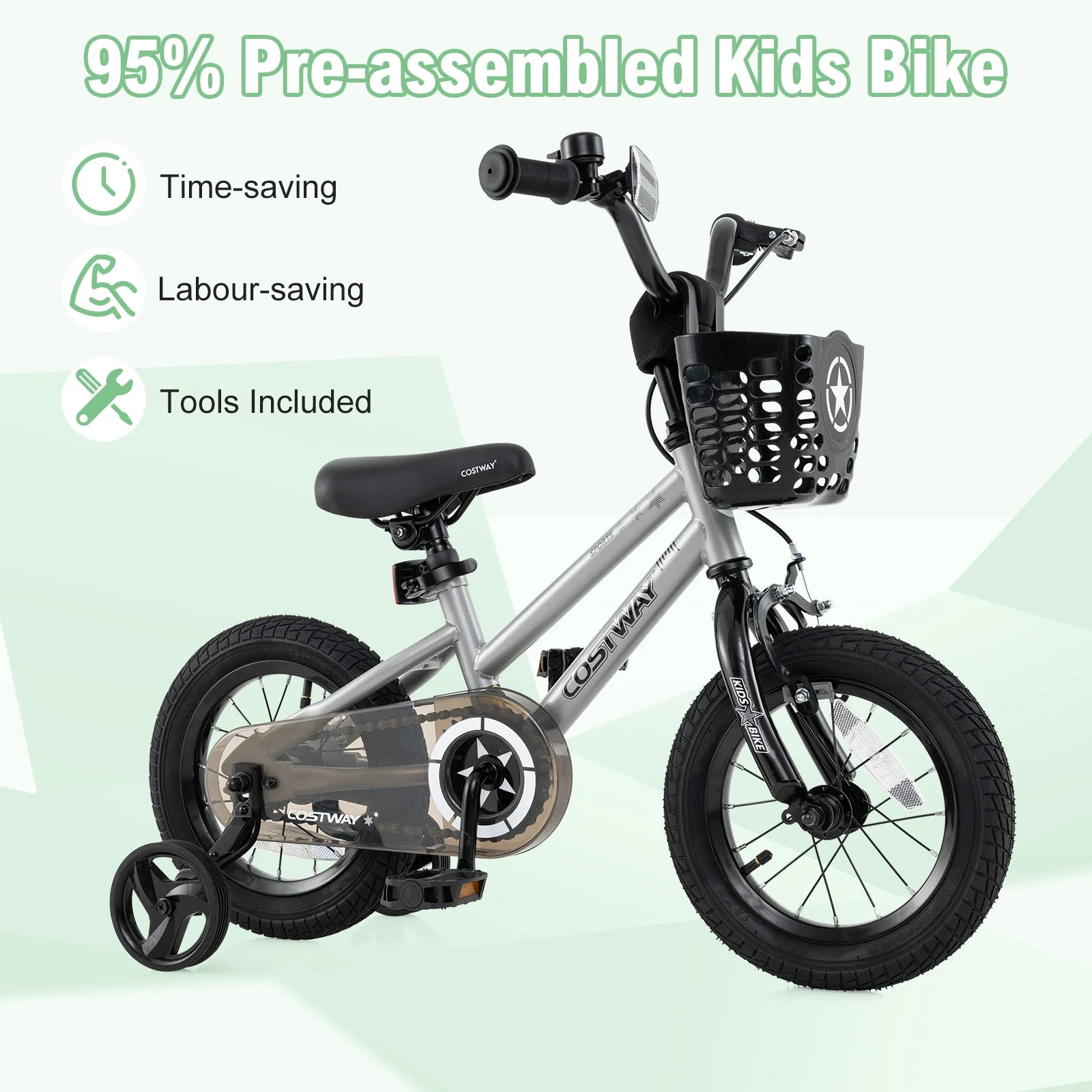 12 Inch Kids Bike Adjustable with Transparent Chain Cover for 3-4 Years Old - Image 6