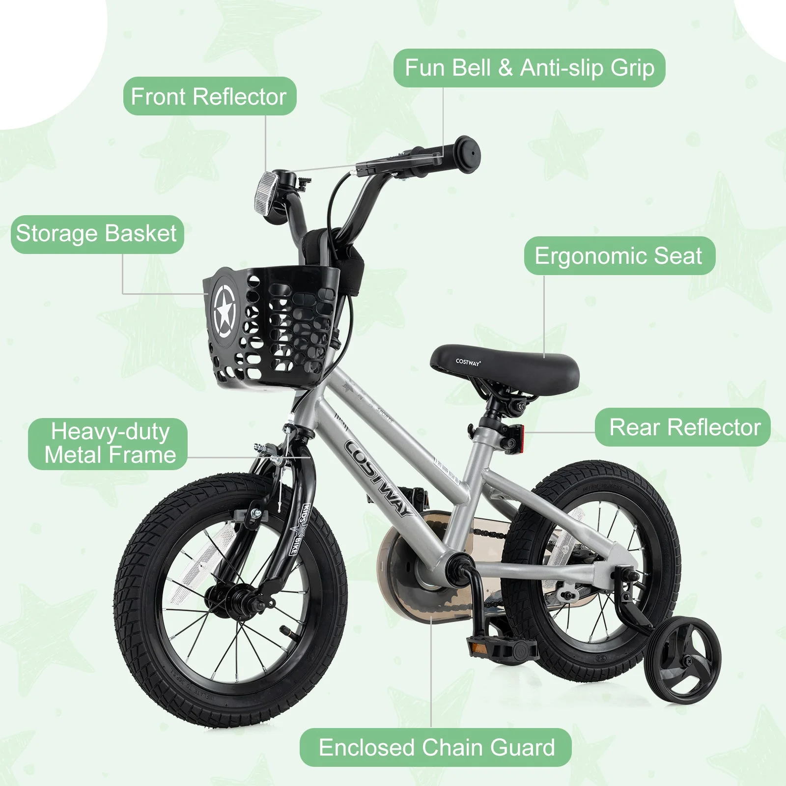 12 Inch Kids Bike Adjustable with Transparent Chain Cover for 3-4 Years Old - Image 8