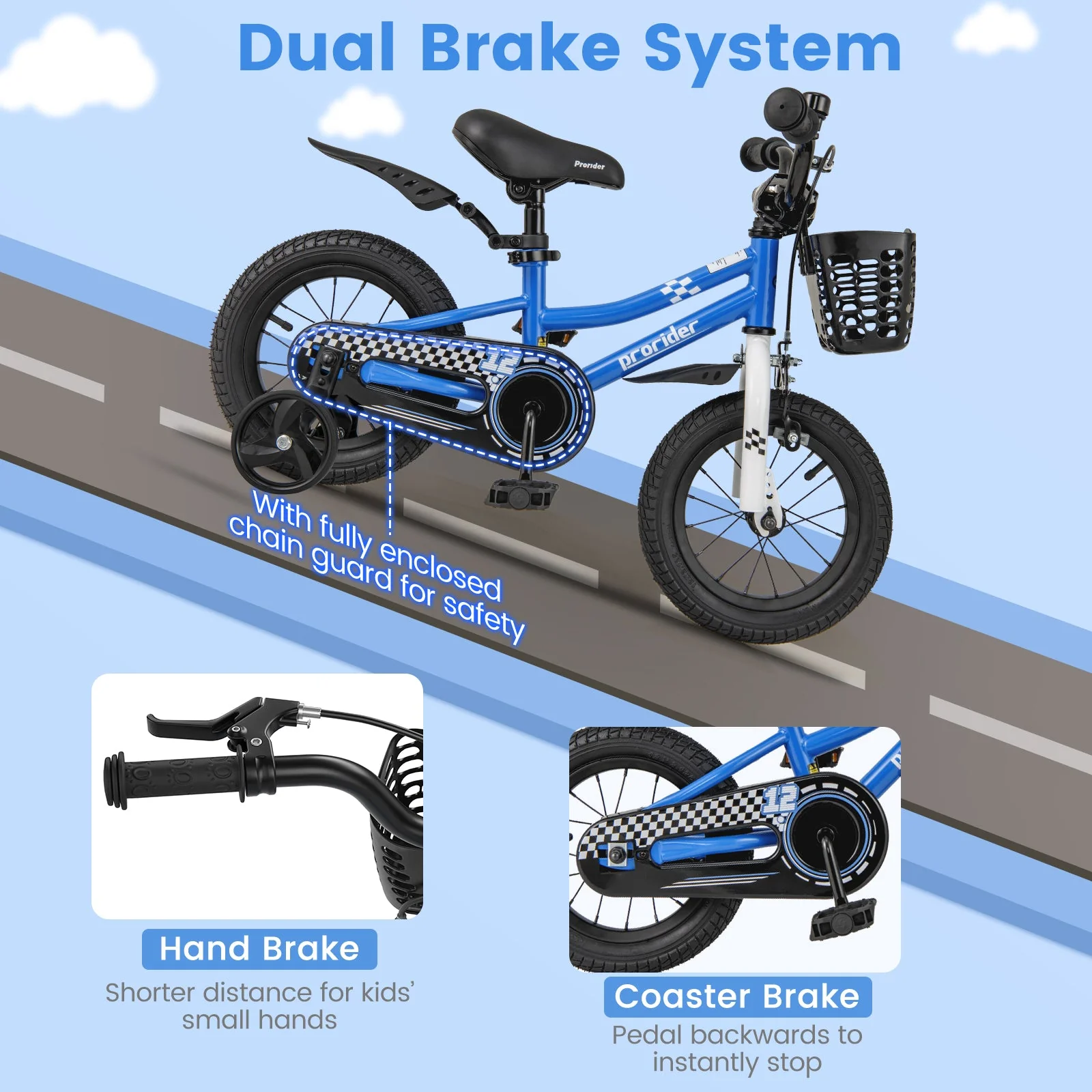 12 Inch Kids Bike Children Bicycle with Training Wheels for 3-4 Years Old-Navy - Image 5