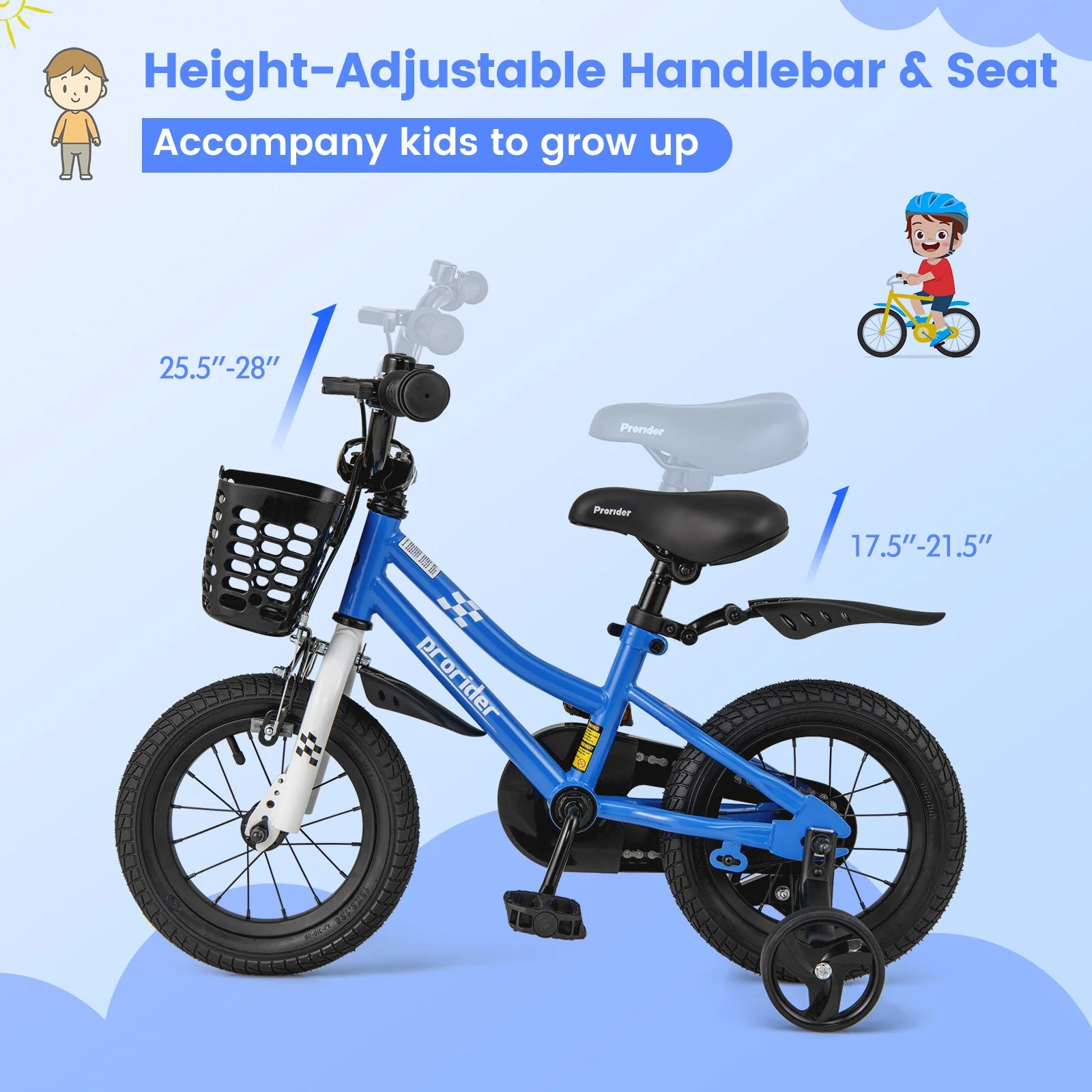 12 Inch Kids Bike Children Bicycle with Training Wheels for 3-4 Years Old-Navy - Image 6
