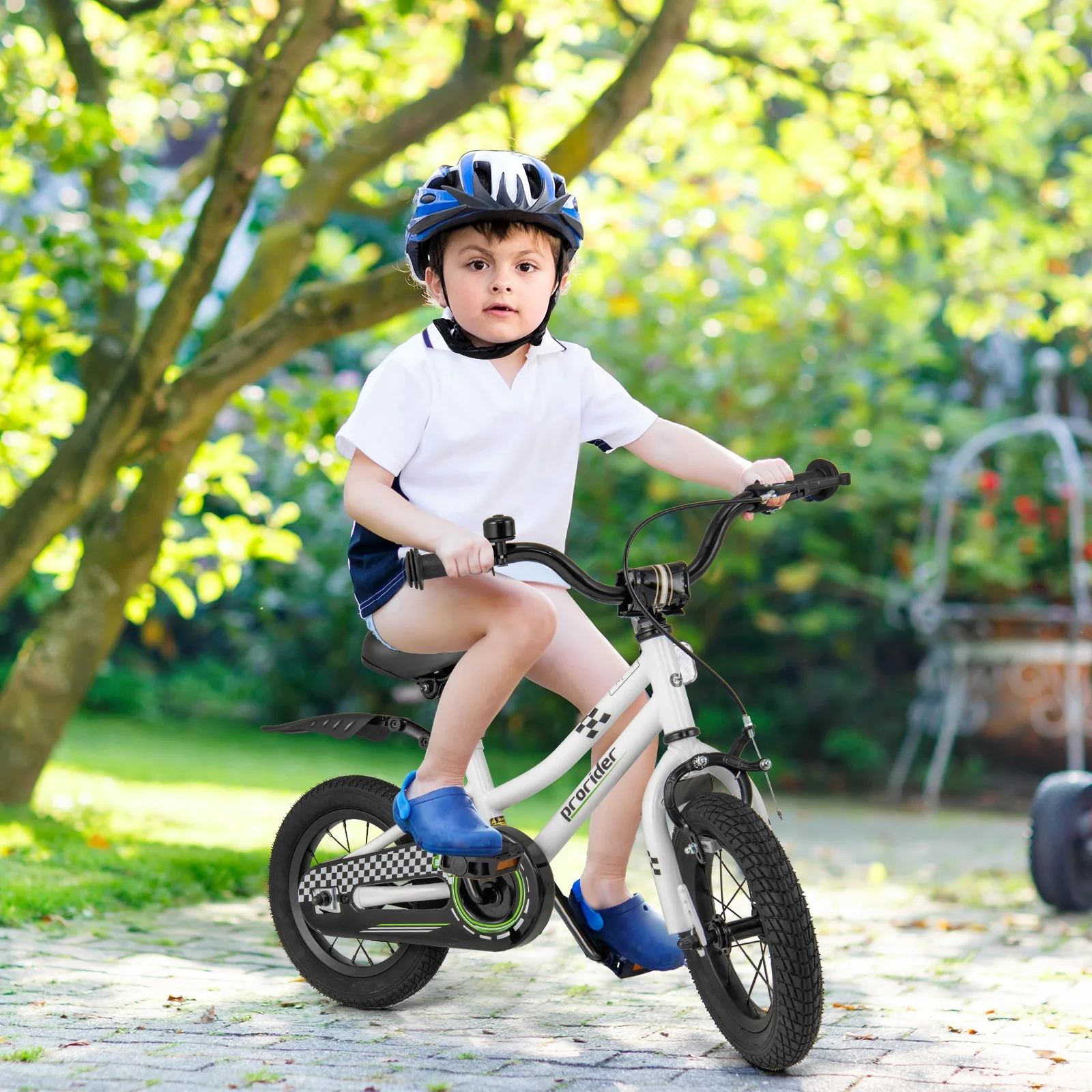 12 Inch Kids Bike Children Bicycle with Training Wheels for 3-4 Years Old-White - Image 2