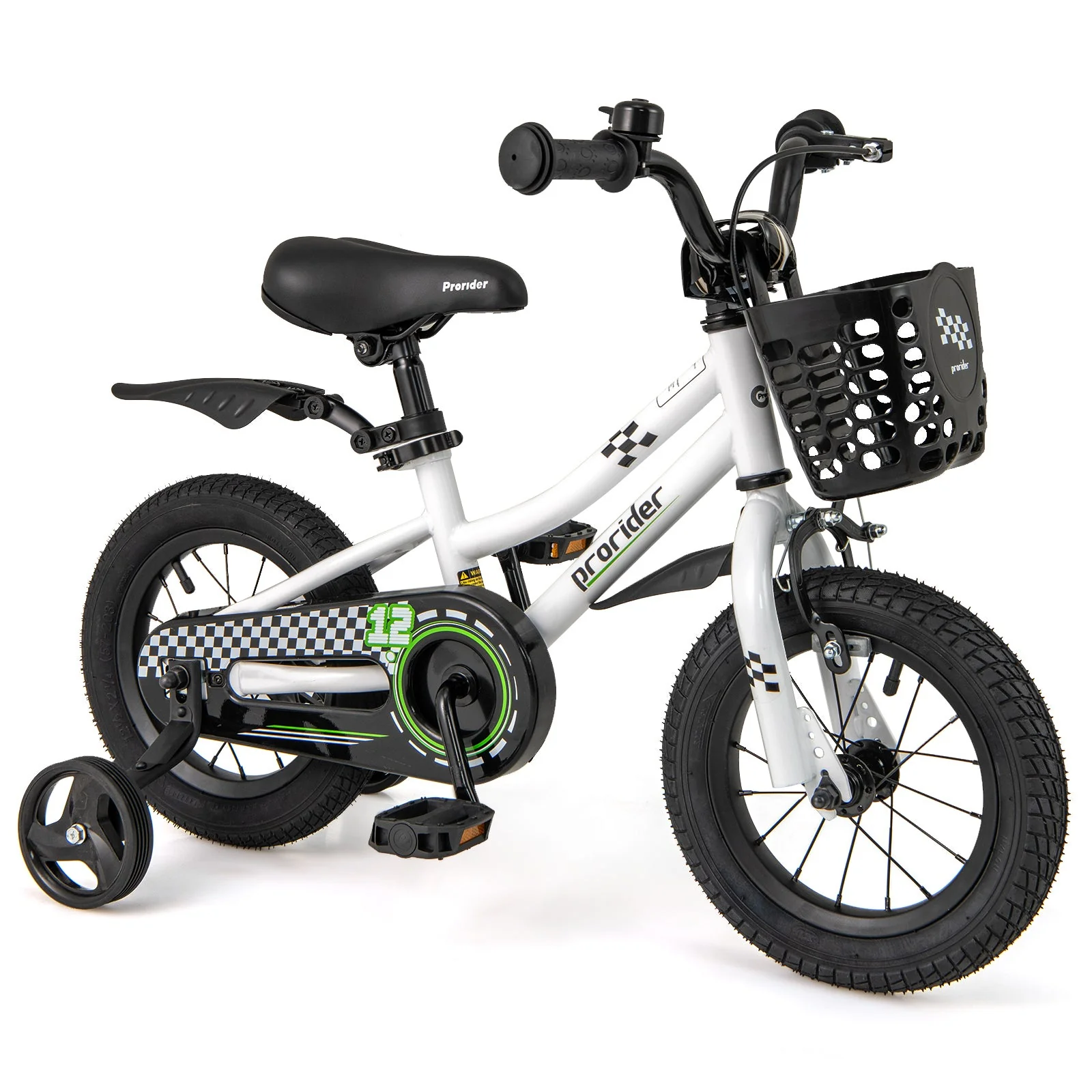 12 Inch Kids Bike Children Bicycle with Training Wheels for 3-4 Years Old-White - Image 3