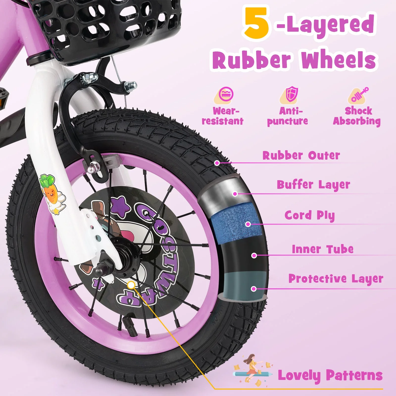 12 Inch Kids Bike for 3-4 Years Old Sport Bicycle with Adjustable Handlebar and Saddle-12 inches - Image 5