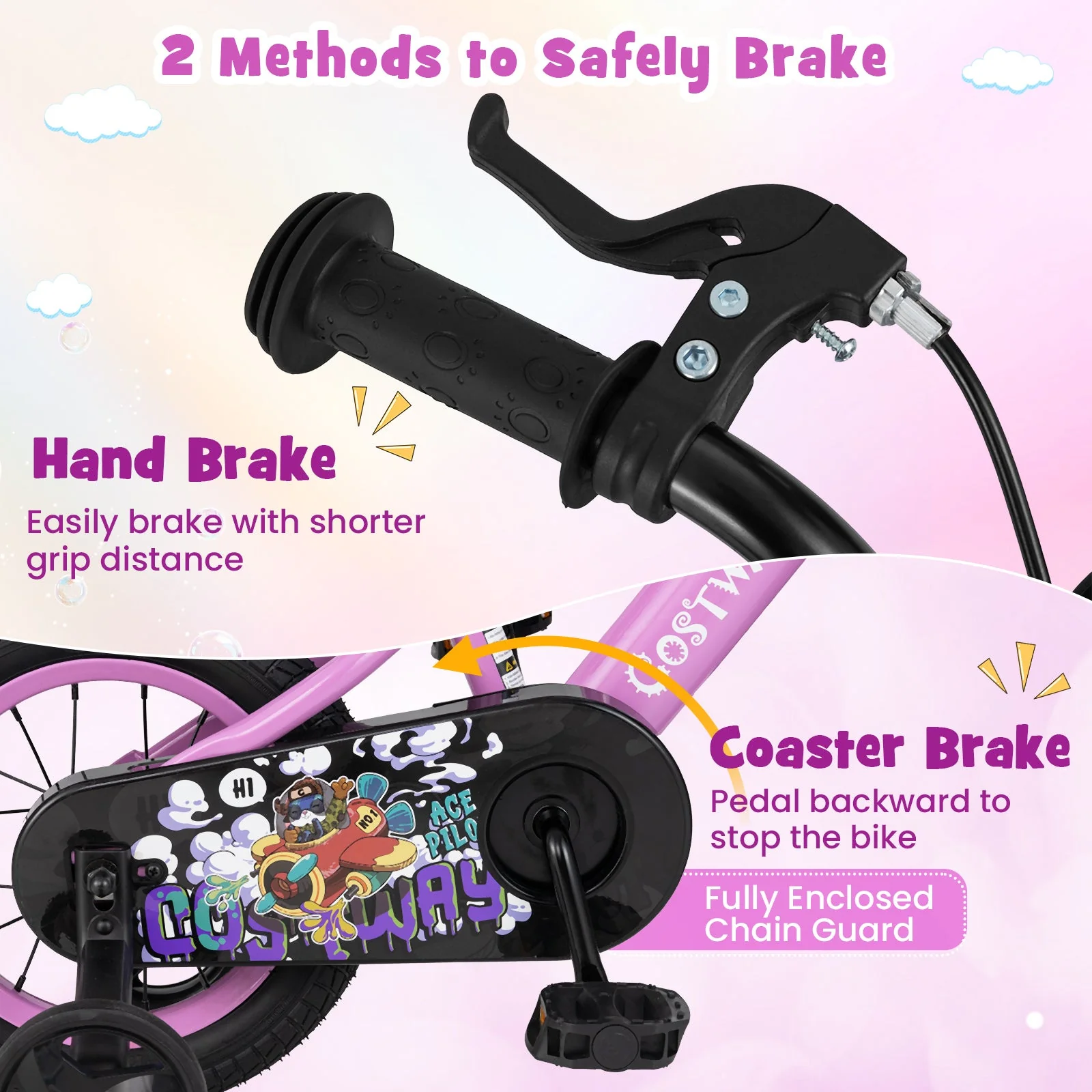 12 Inch Kids Bike for 3-4 Years Old Sport Bicycle with Adjustable Handlebar and Saddle-12 inches - Image 7