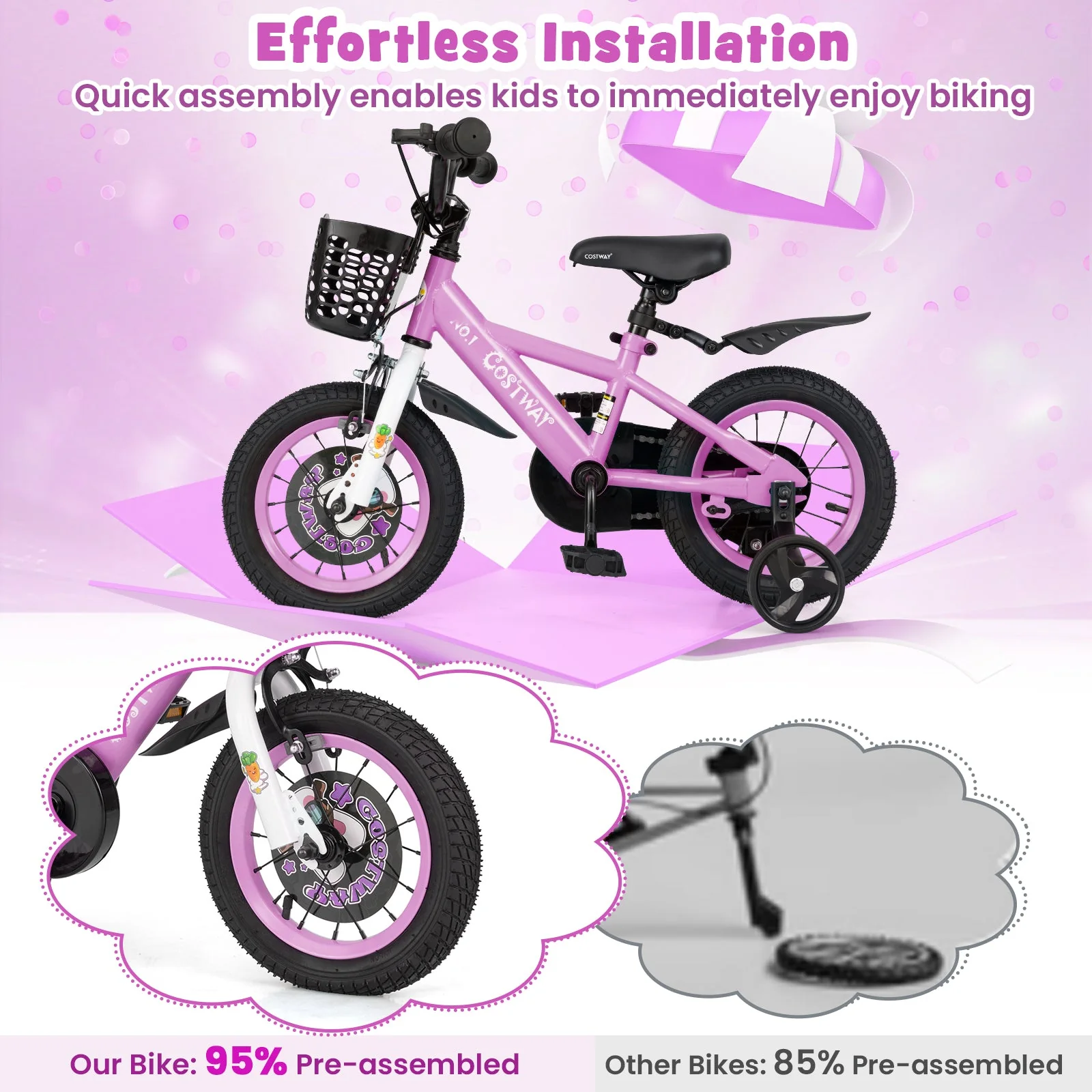 12 Inch Kids Bike for 3-4 Years Old Sport Bicycle with Adjustable Handlebar and Saddle-12 inches - Image 8