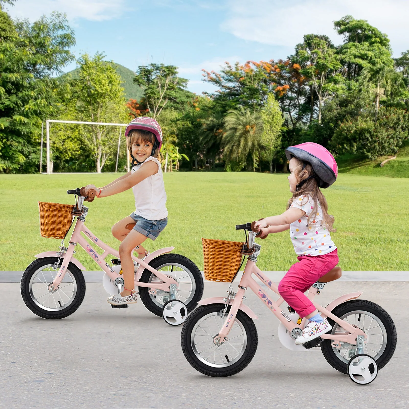 12 Inch Kids Bike Retro Bicycle with Adjustable Height and Basket for Ages 3-8 Years Old - Image 2
