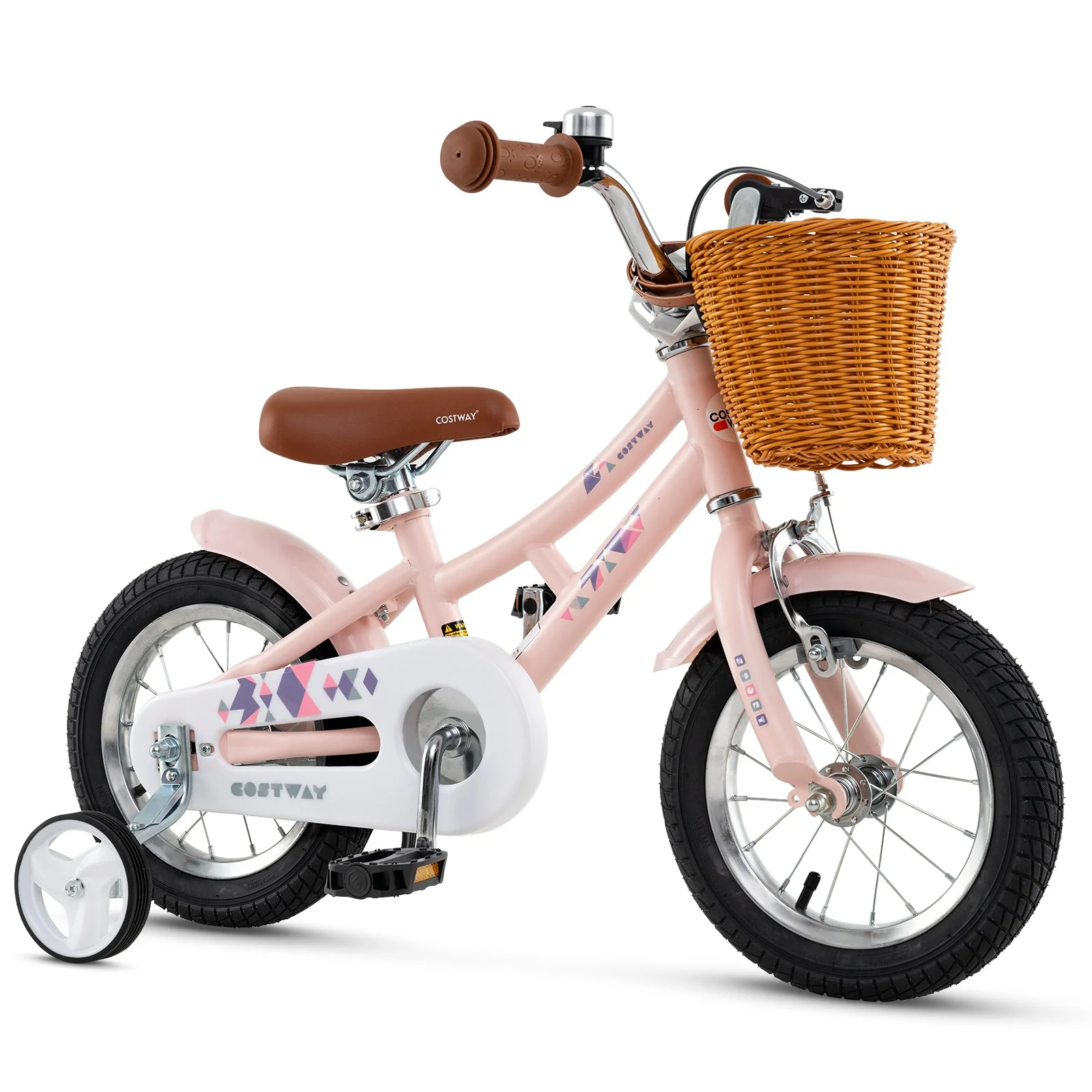 12 Inch Kids Bike Retro Bicycle with Adjustable Height and Basket for Ages 3-8 Years Old - Image 3