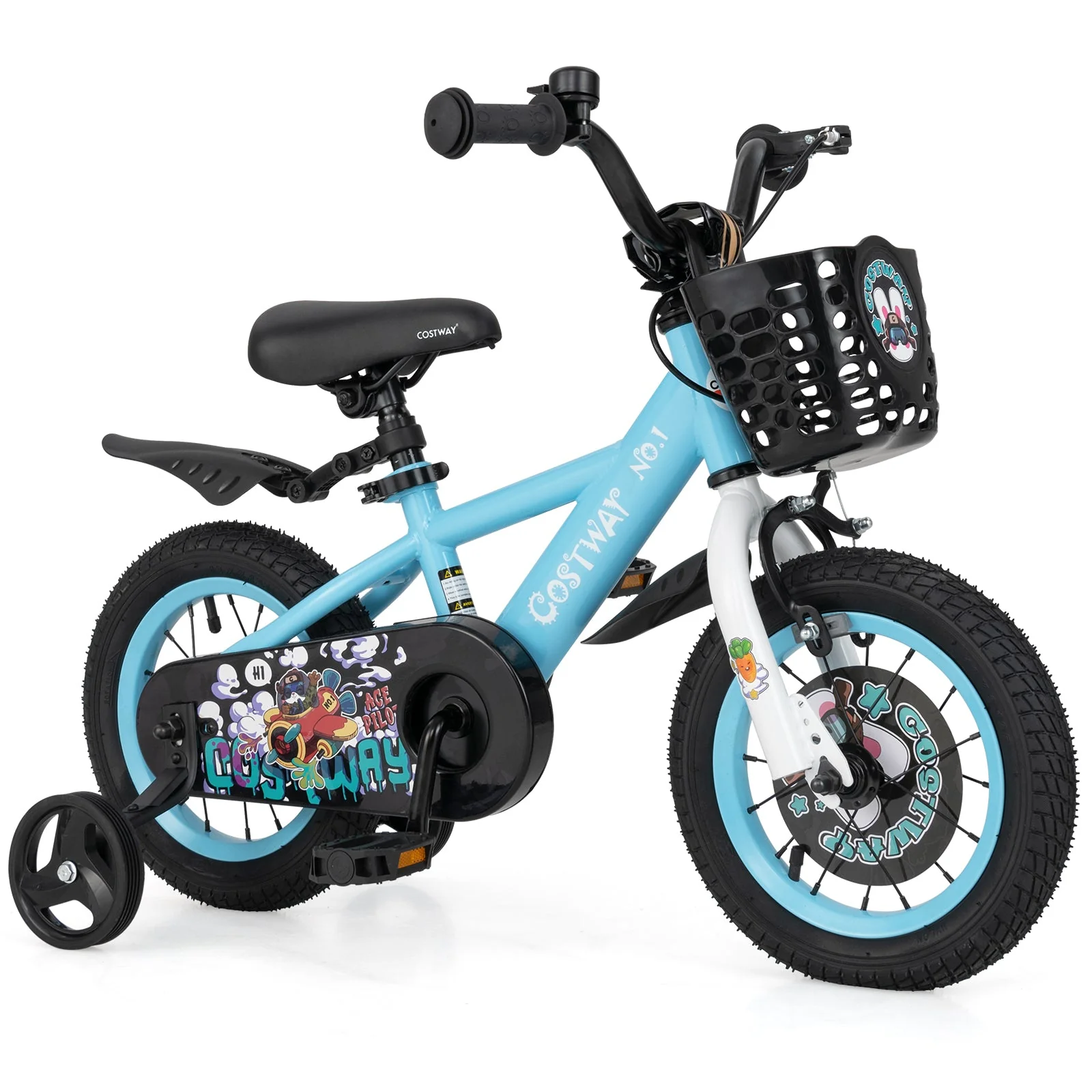 12 Inch Kids Bike with Adjustable Handlebar and Saddle for 3-4 Years Old-12 inches - Image 3