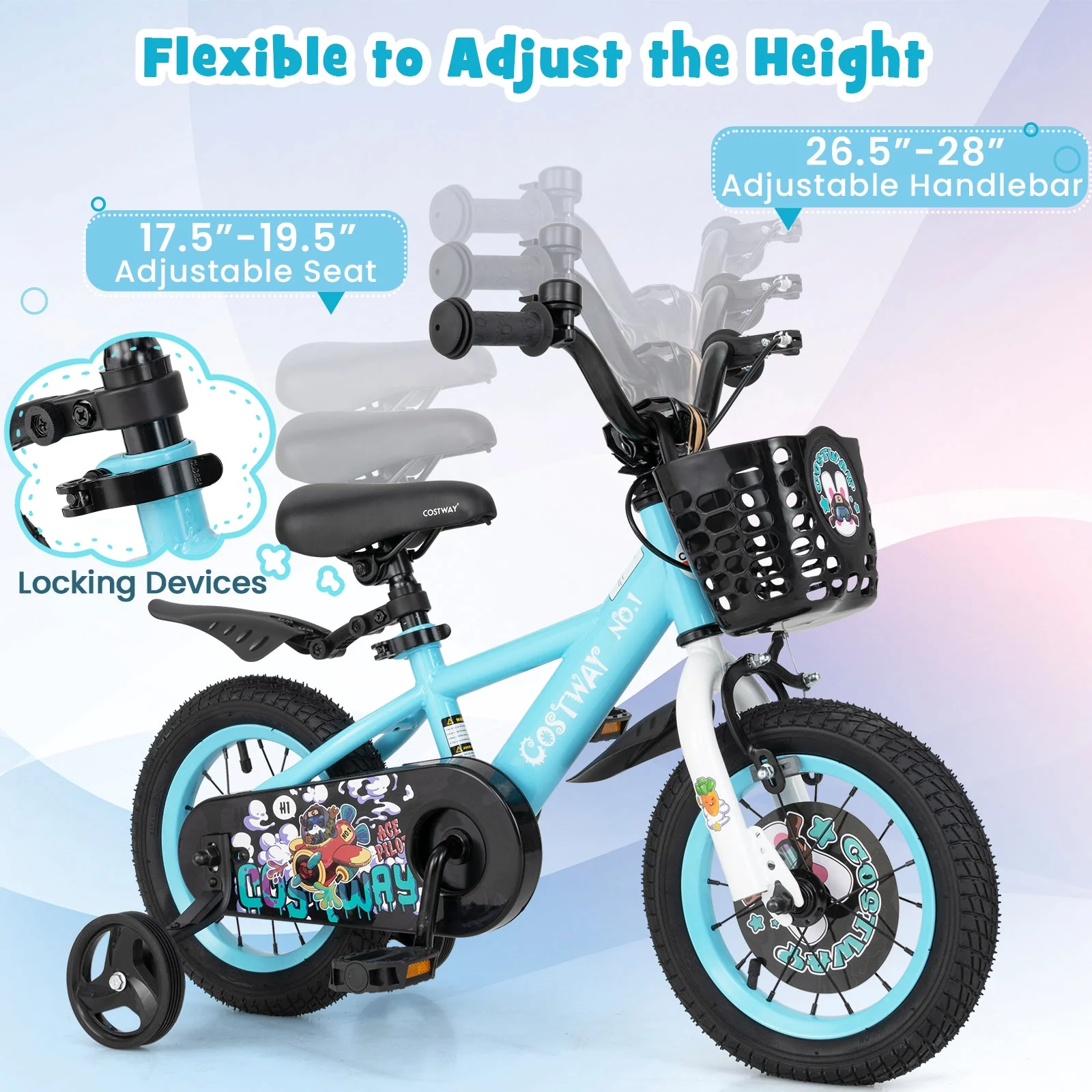 12 Inch Kids Bike with Adjustable Handlebar and Saddle for 3-4 Years Old-12 inches - Image 5