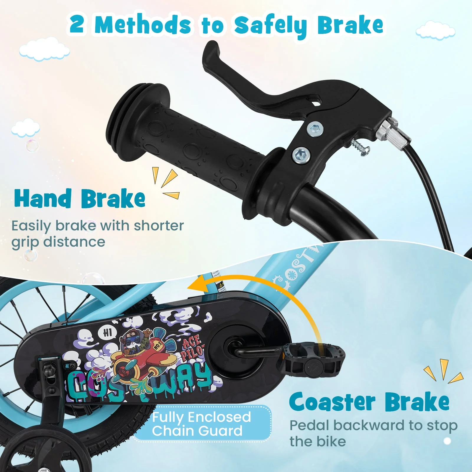 12 Inch Kids Bike with Adjustable Handlebar and Saddle for 3-4 Years Old-12 inches - Image 6