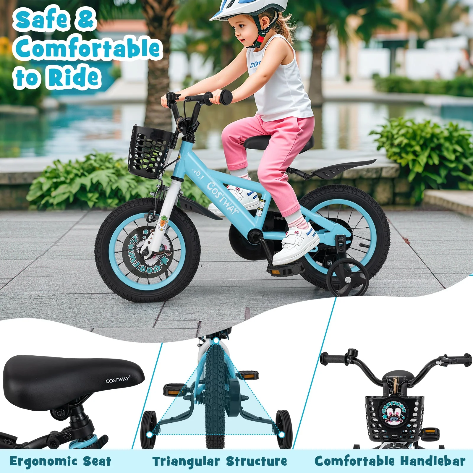 12 Inch Kids Bike with Adjustable Handlebar and Saddle for 3-4 Years Old-12 inches - Image 8