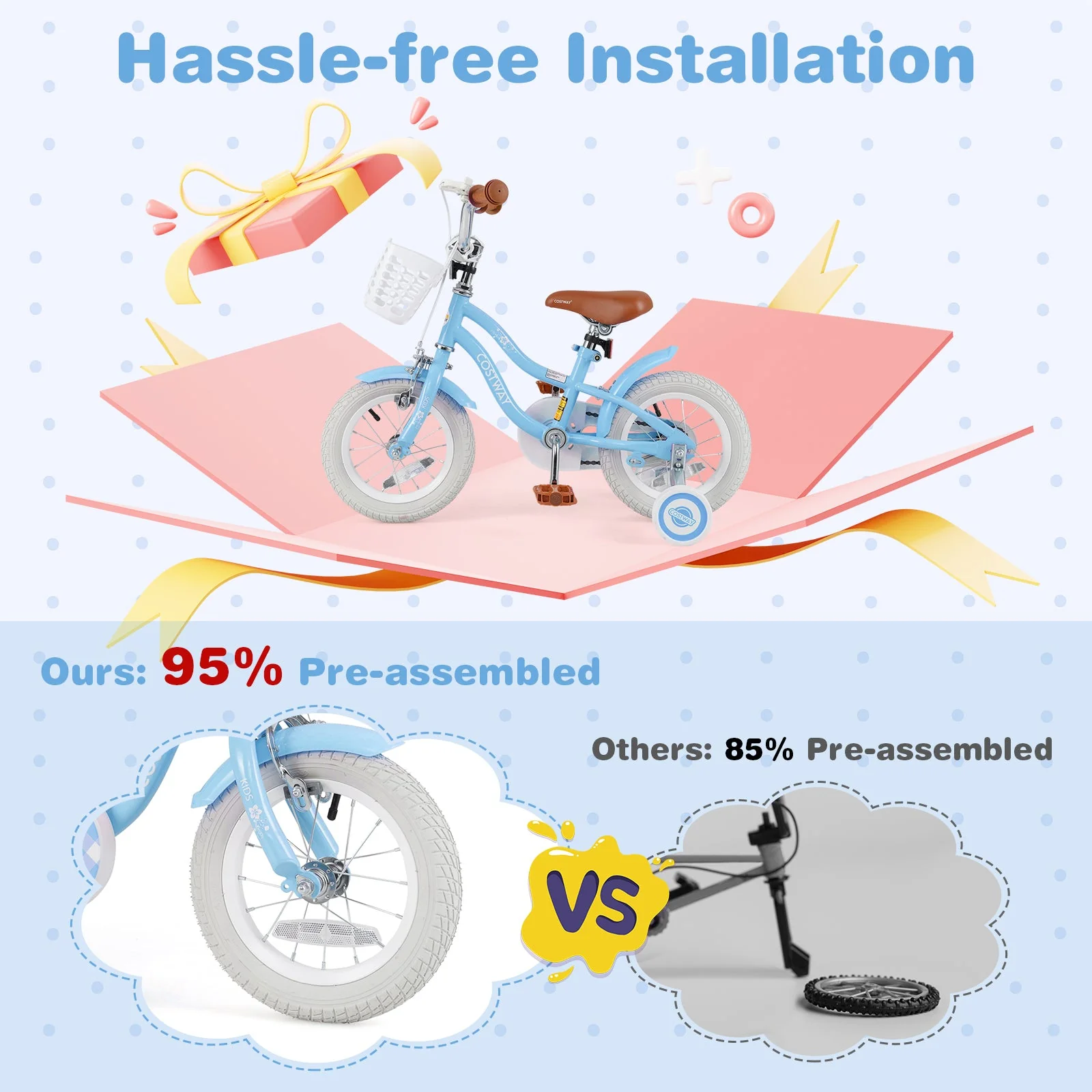 12 Inch Kids Bike with Adjustable Handlebar and Seat for 3-4 Year Old - Image 6