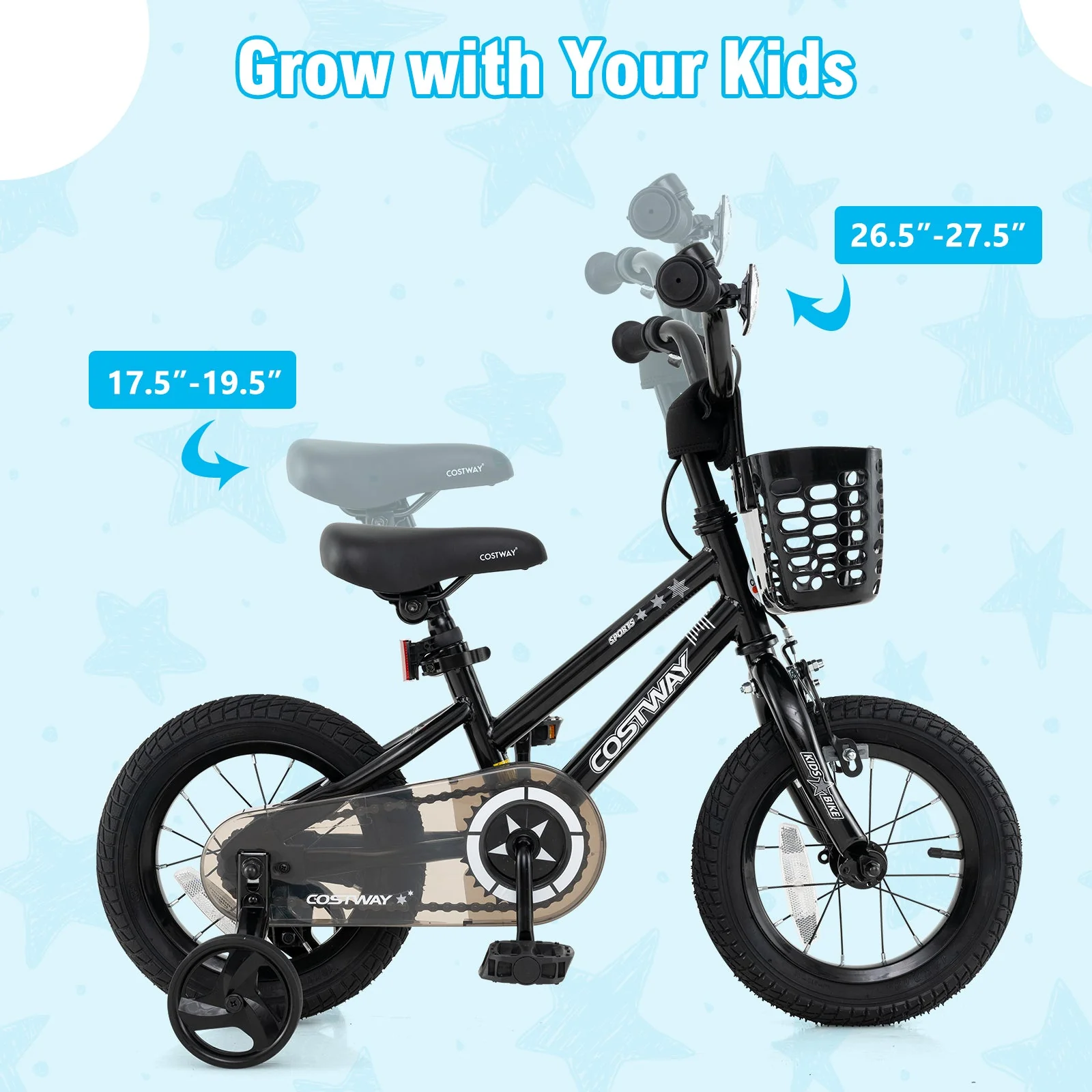12 Inch Kids Bike with Basket and Training Wheels for Children Aged 3-5 Years Old - Image 5