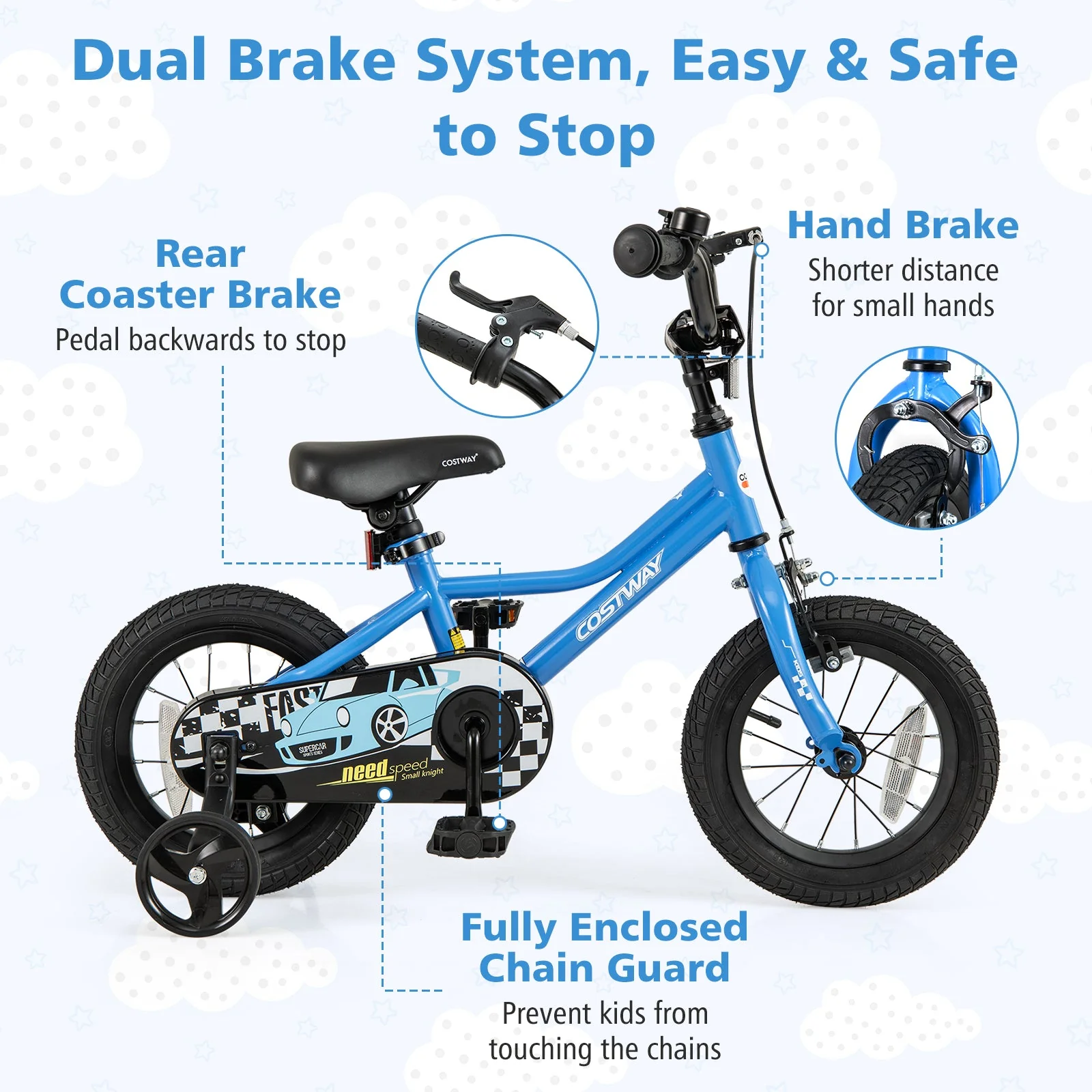 12 Inch Kids Bike with Removable Training Wheels for Aged 3-4 Years Old - Image 6