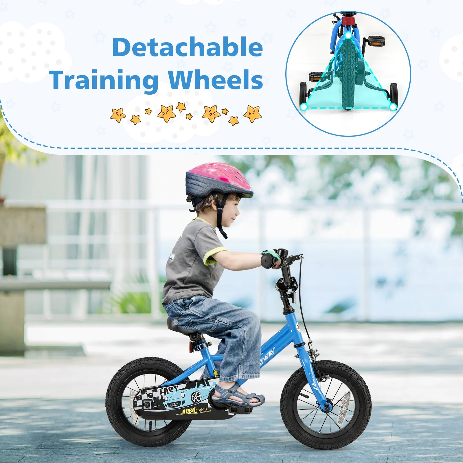 12 Inch Kids Bike with Removable Training Wheels for Aged 3-4 Years Old - Image 8