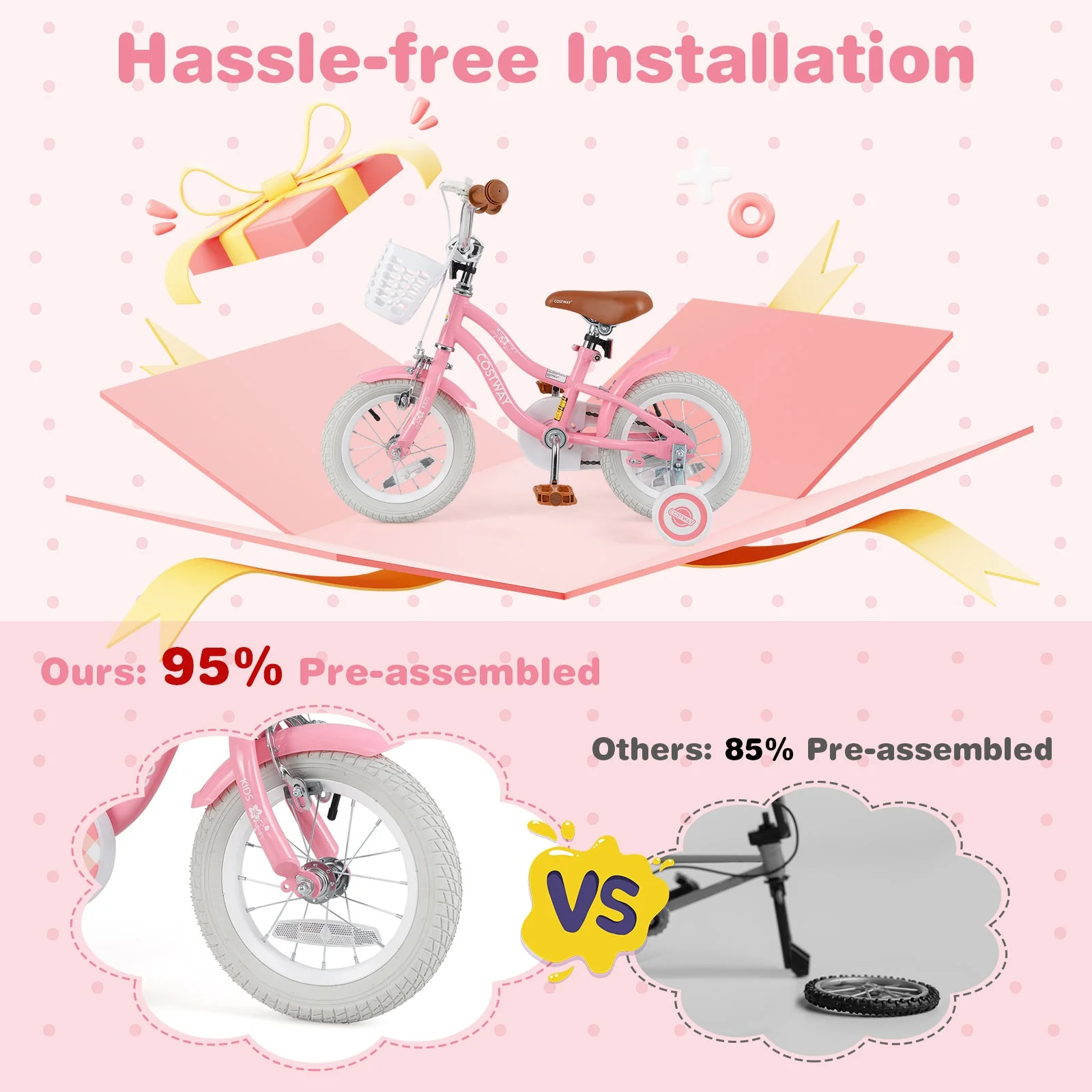 12 Inch Kids Bike with Training Wheels and Basket for Boys Girls 3-4 Years Old - Image 7