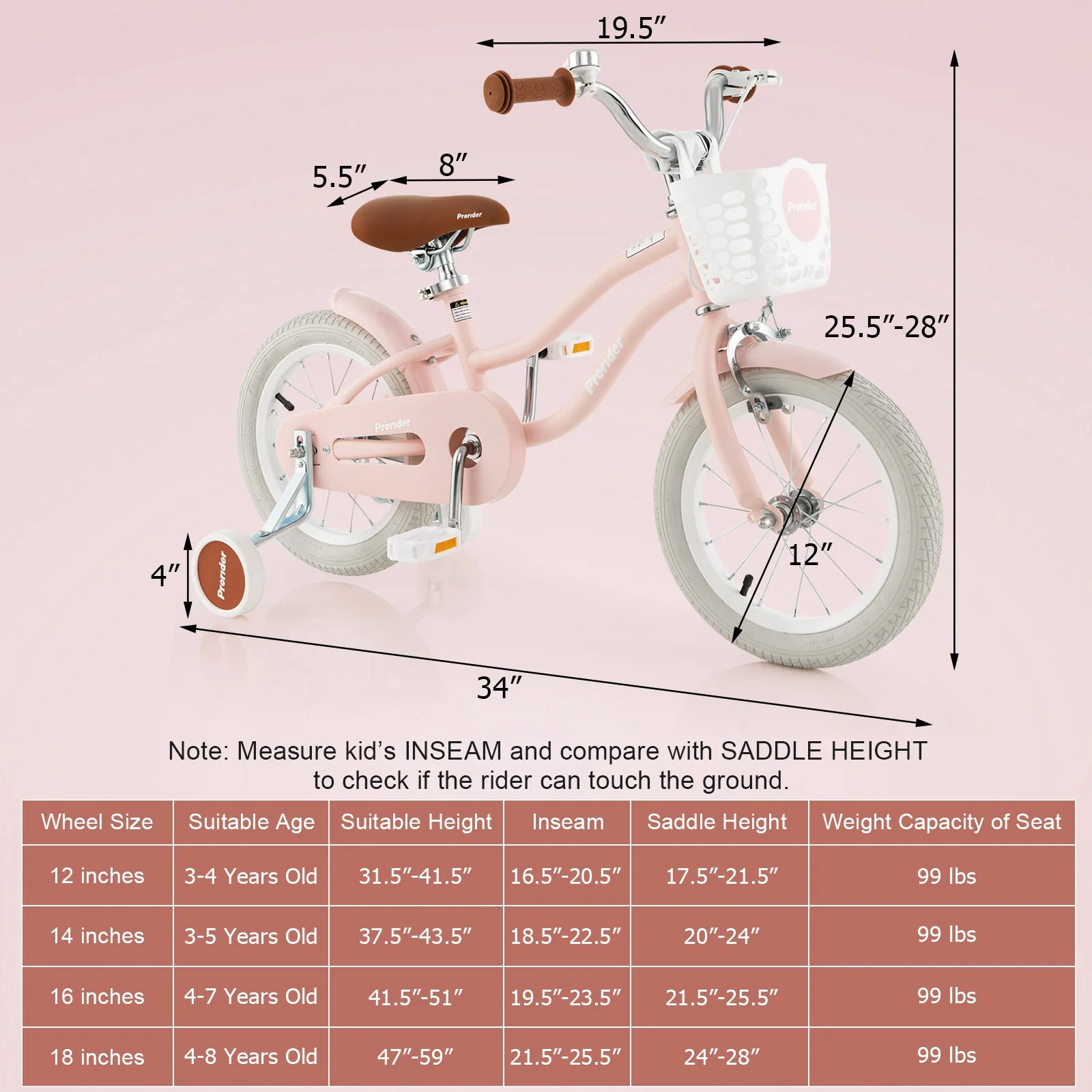 12 Inch Kids Bike with Training Wheels for Boys Girls Ages 3-8 Years-12 inches - Image 3