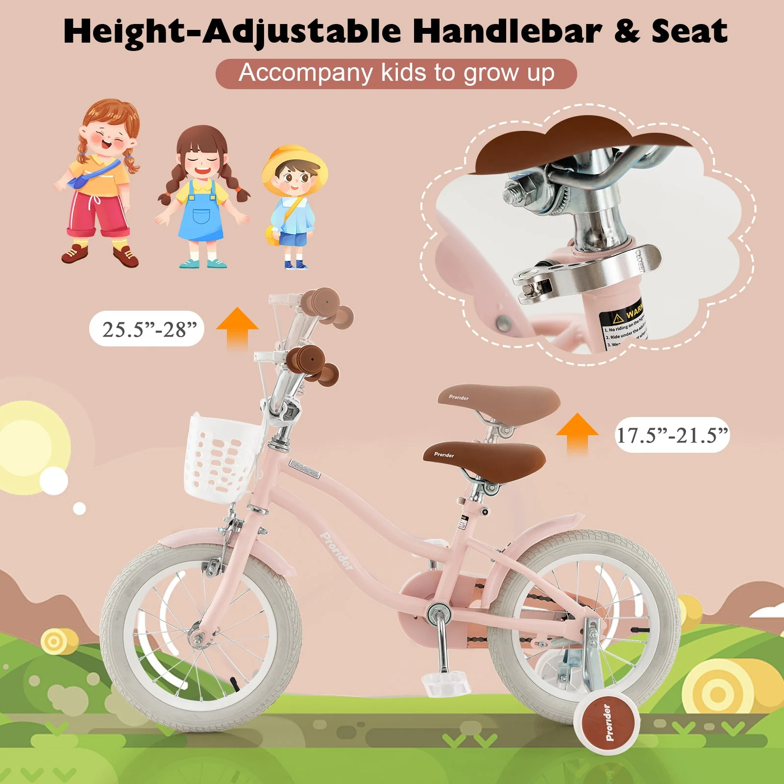12 Inch Kids Bike with Training Wheels for Boys Girls Ages 3-8 Years-12 inches - Image 4