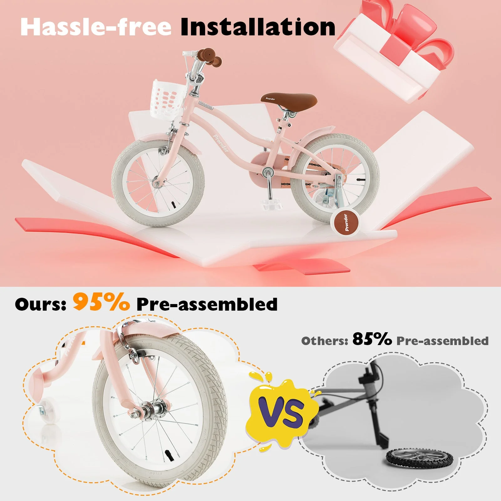 12 Inch Kids Bike with Training Wheels for Boys Girls Ages 3-8 Years-12 inches - Image 7