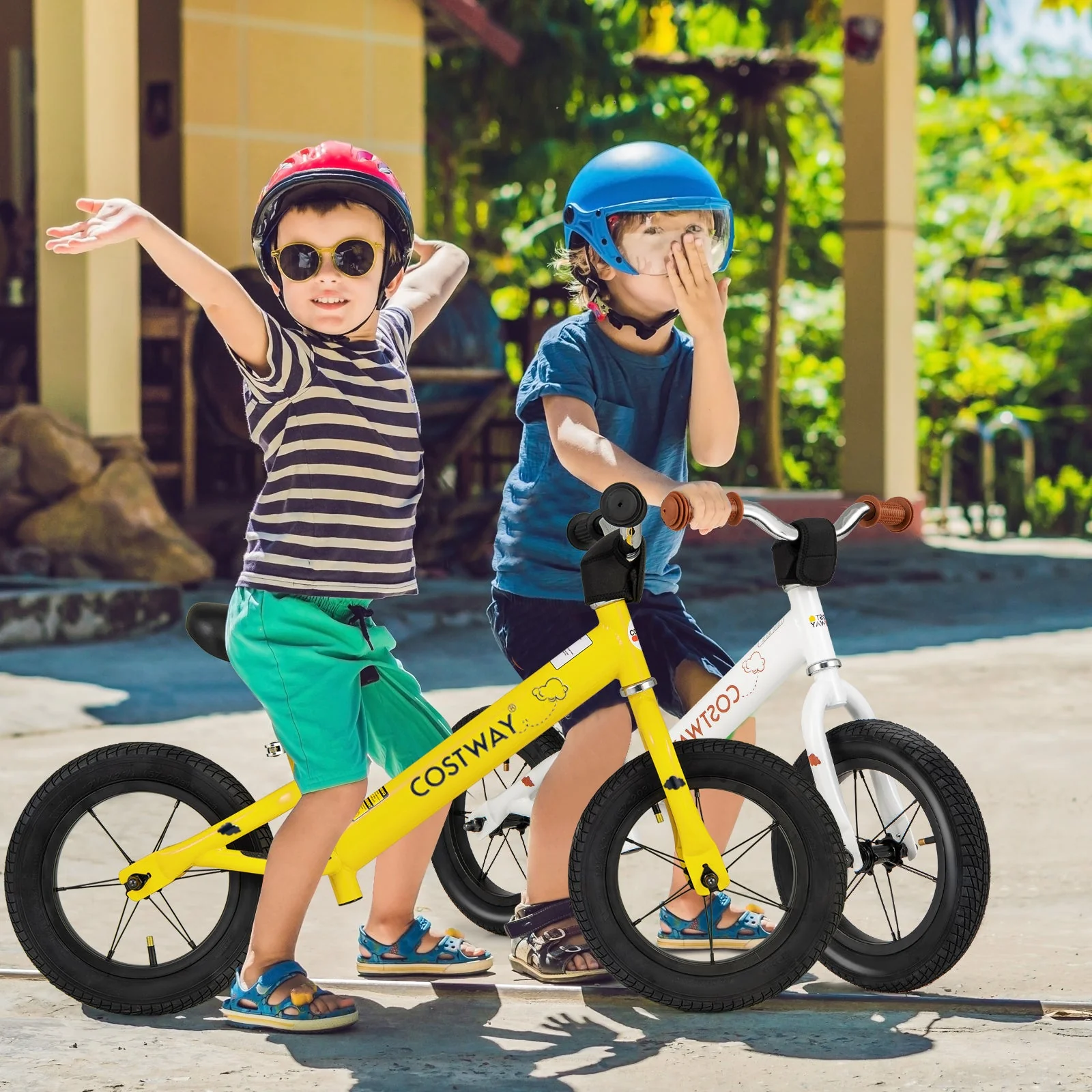 12 Inch Toddler Balance Bike with Height Adjustable Handlebar and Seat-White - Image 2