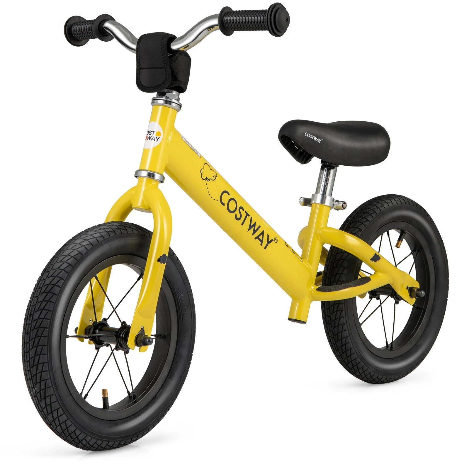 12 Inch Toddler Balance Bike with Height Adjustable Handlebar and Seat-Yellow - Image 3