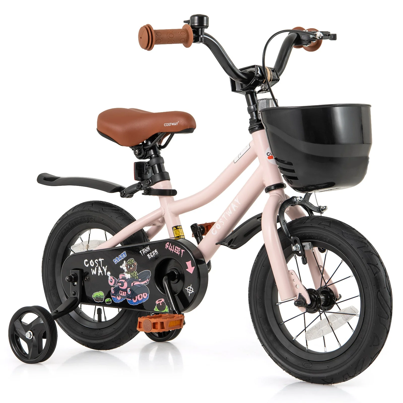 12 Inches Kids Bike with Basket and Adjustable Handlebar for 3-4 Years Old - Image 3