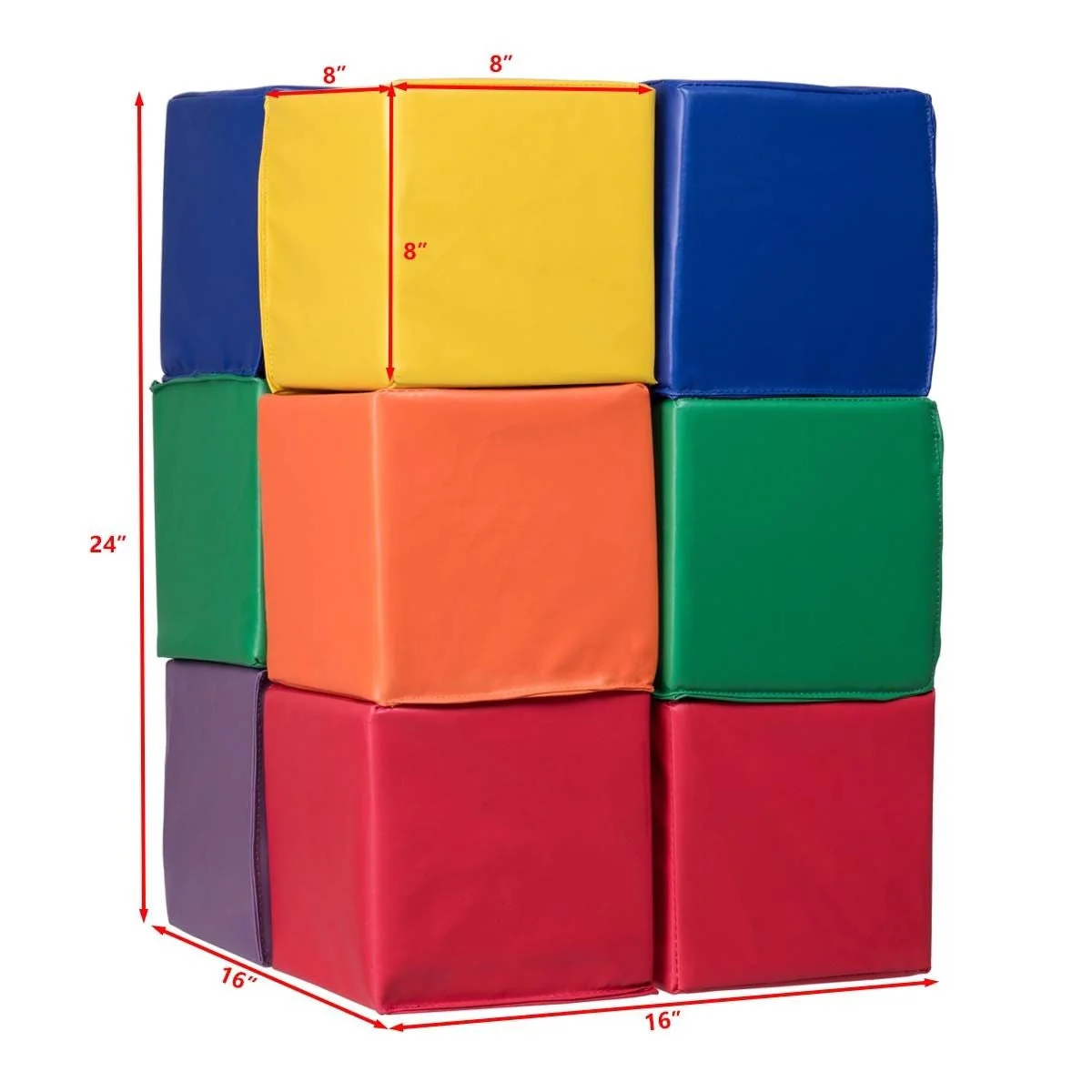 12 Pieces 8 Inch PU Foam Big Building Blocks for Kids - Image 4