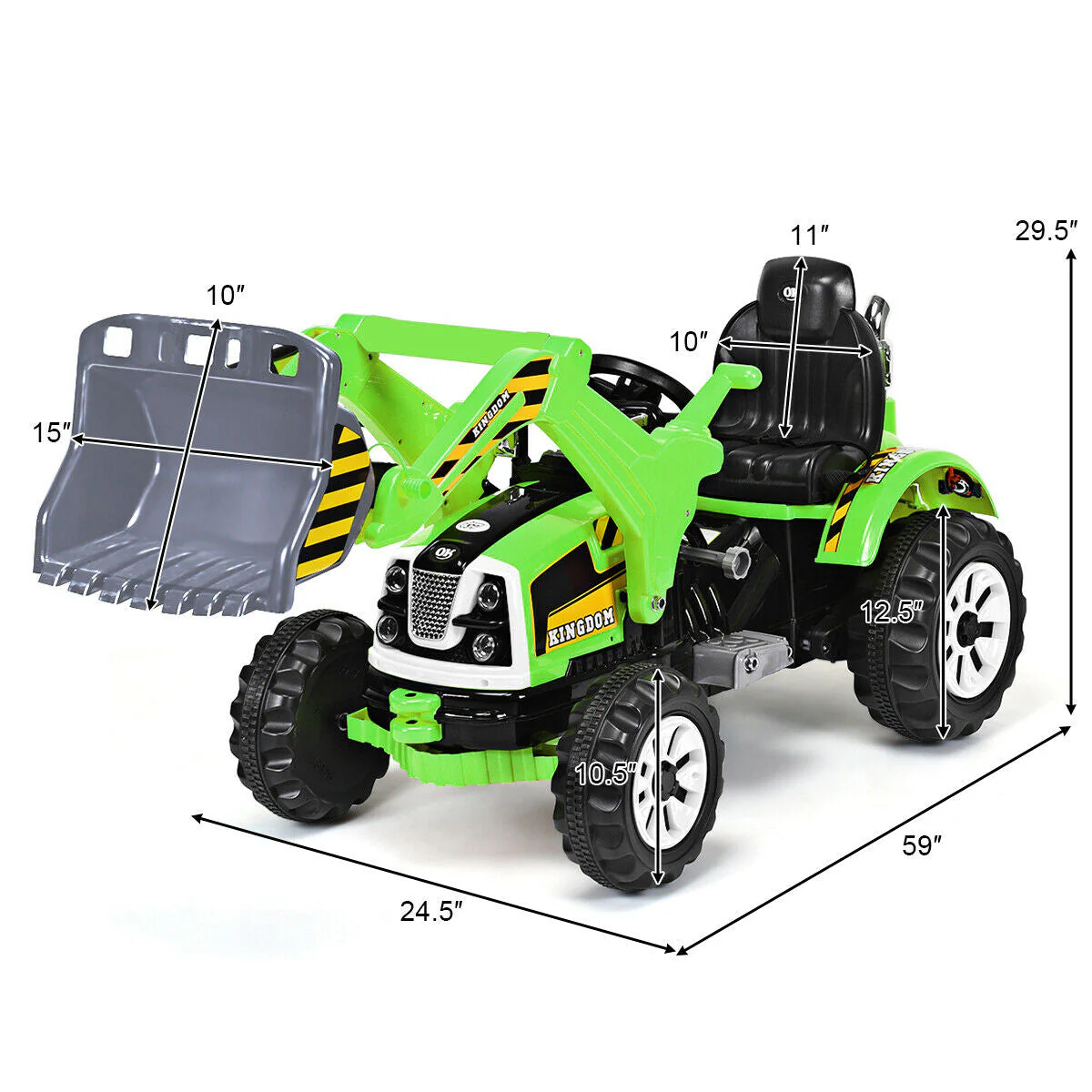 12 V Battery Powered Kids Ride on Dumper Truck-Green - Image 5