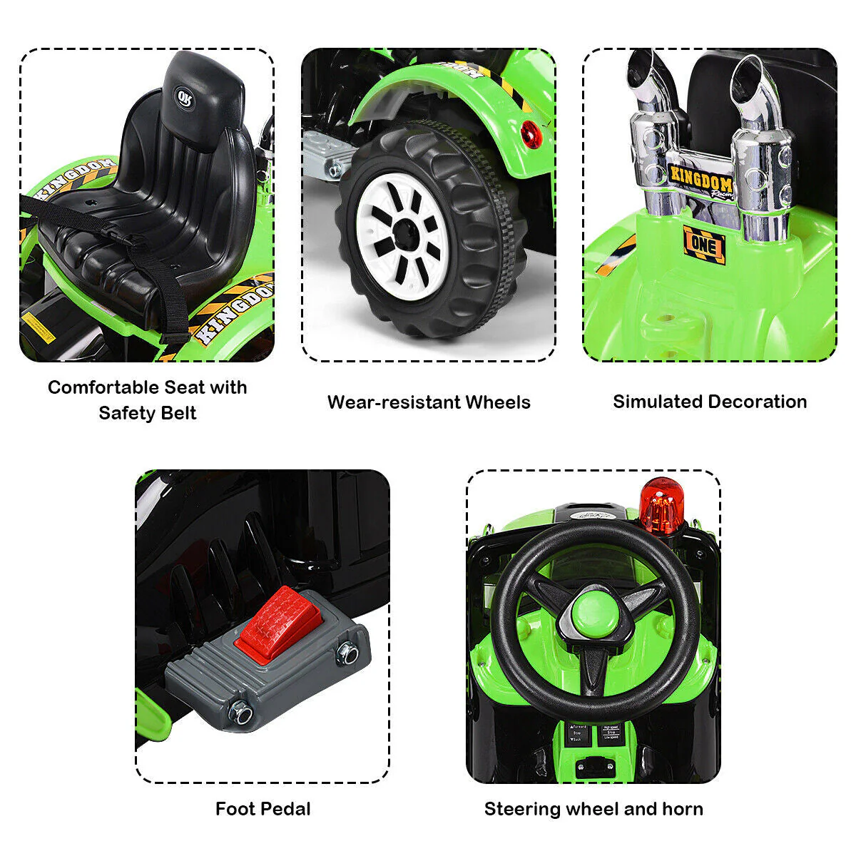 12 V Battery Powered Kids Ride on Dumper Truck-Green - Image 6