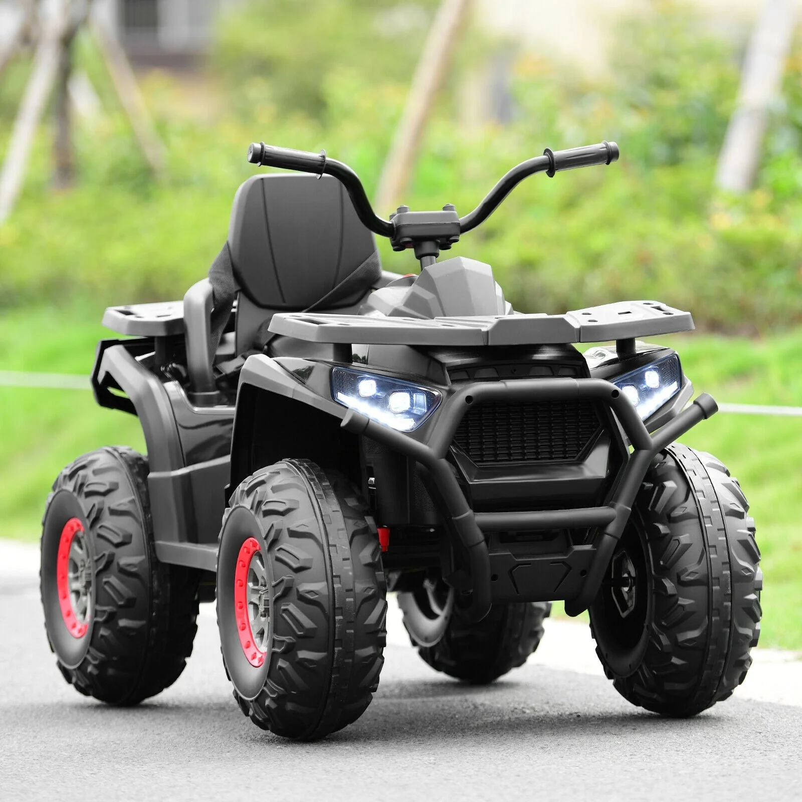 12 V Kids Electric 4-Wheeler ATV Quad with MP3 and LED Lights-Black - Image 2