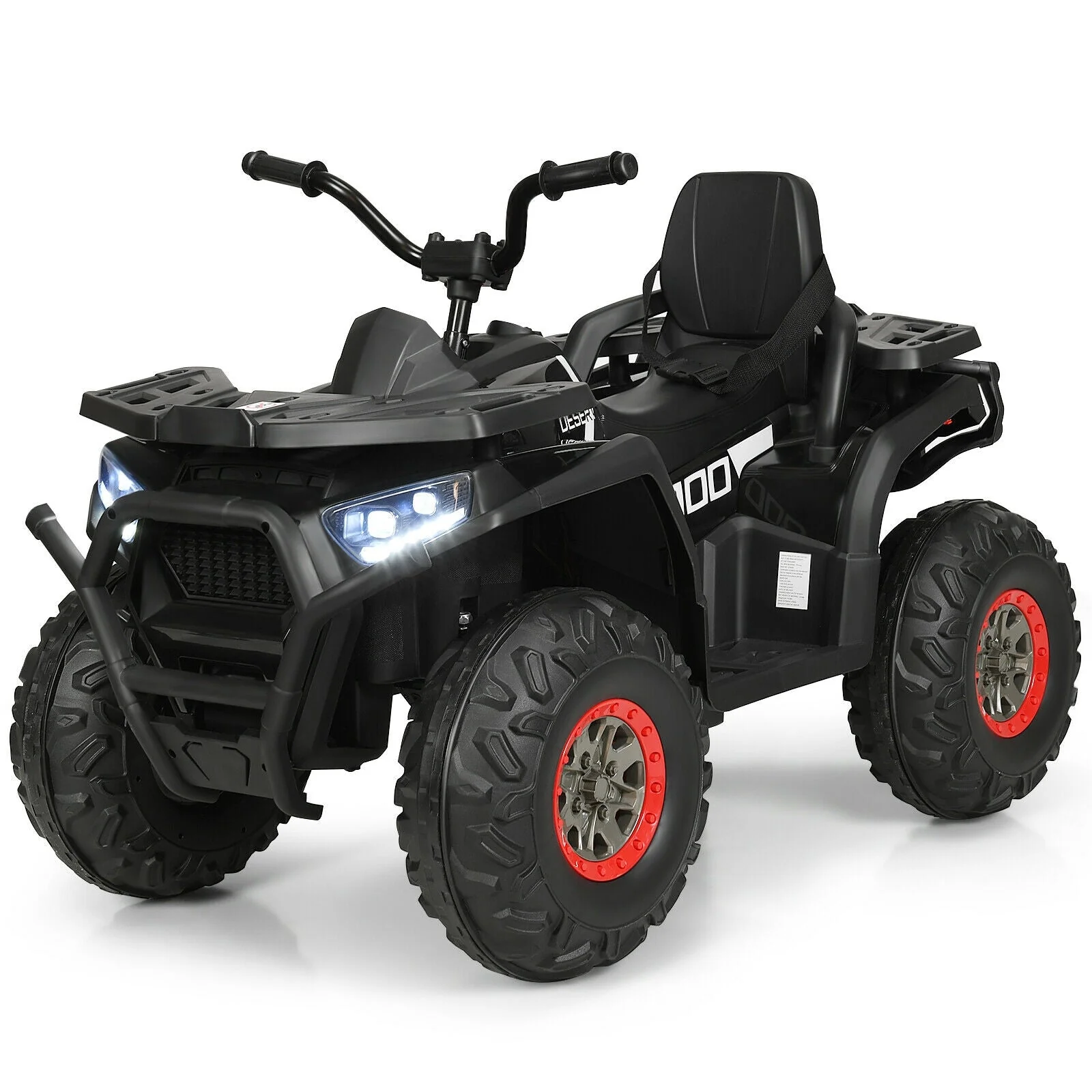 12 V Kids Electric 4-Wheeler ATV Quad with MP3 and LED Lights-Black - Image 4