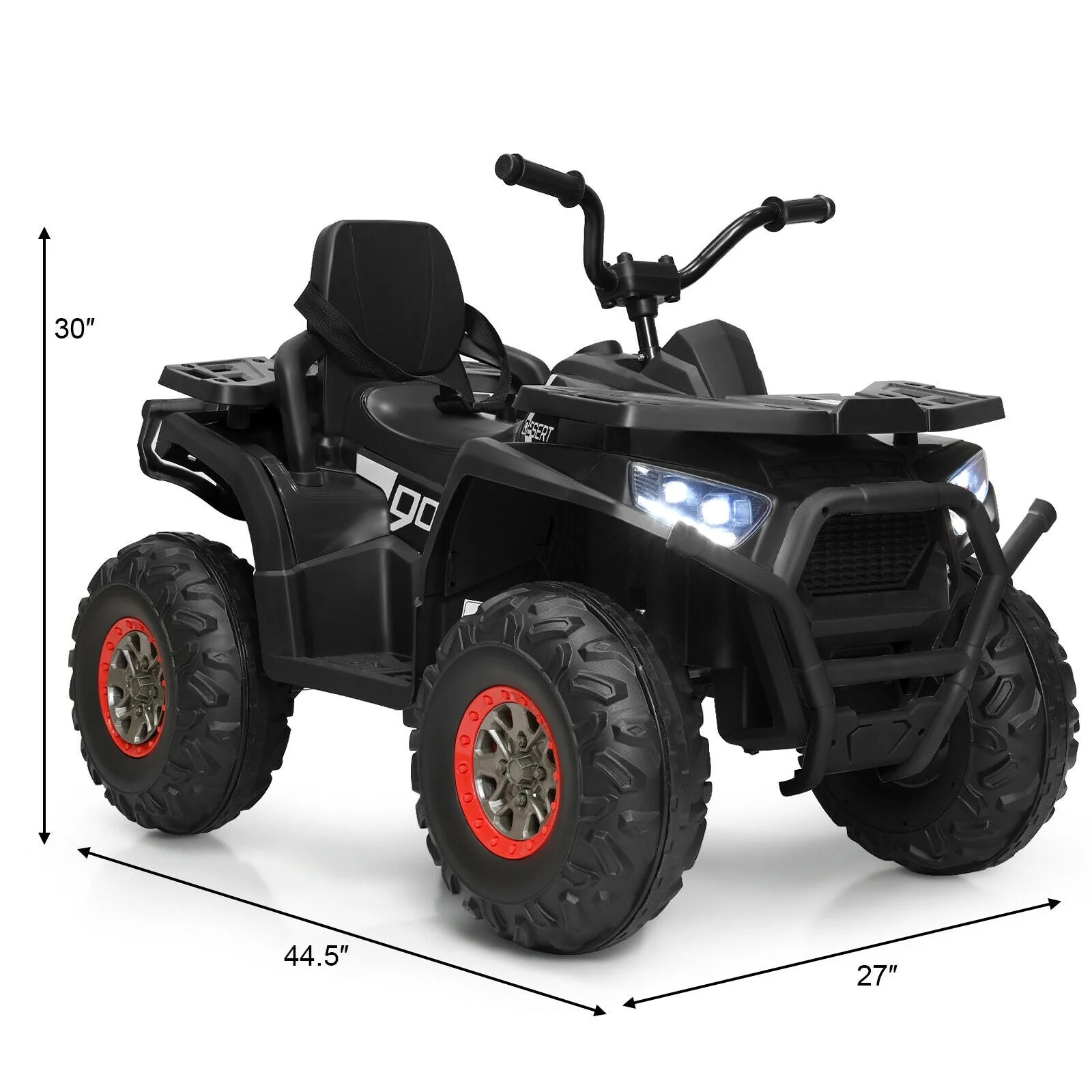 12 V Kids Electric 4-Wheeler ATV Quad with MP3 and LED Lights-Black - Image 5