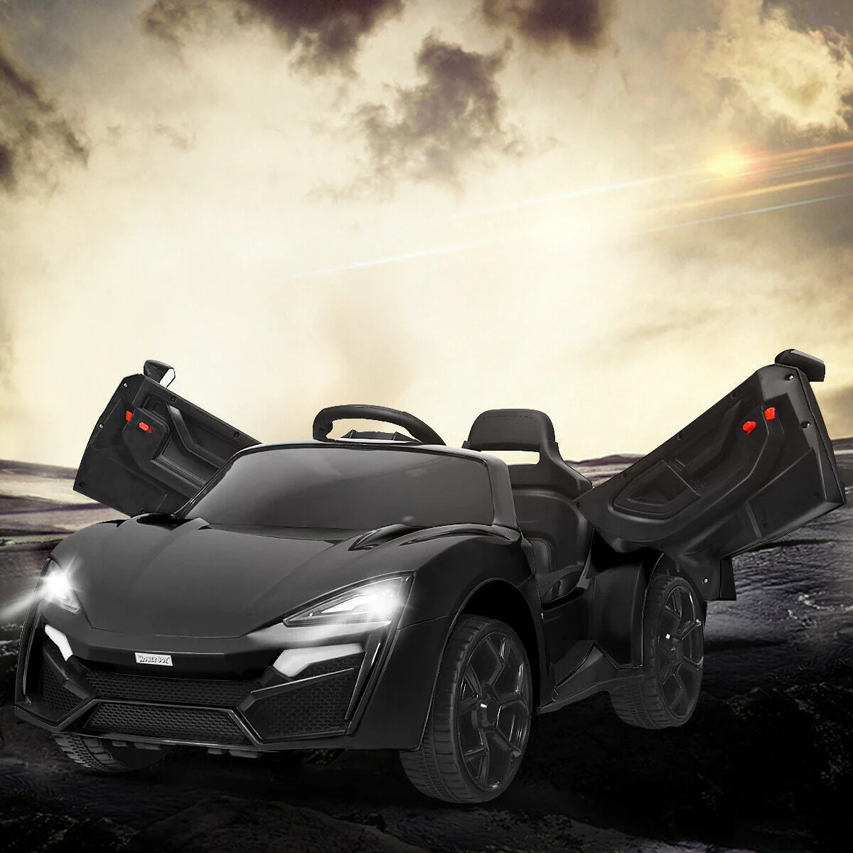 12V 2.4G RC Electric Vehicle with Lights-Black - Image 2