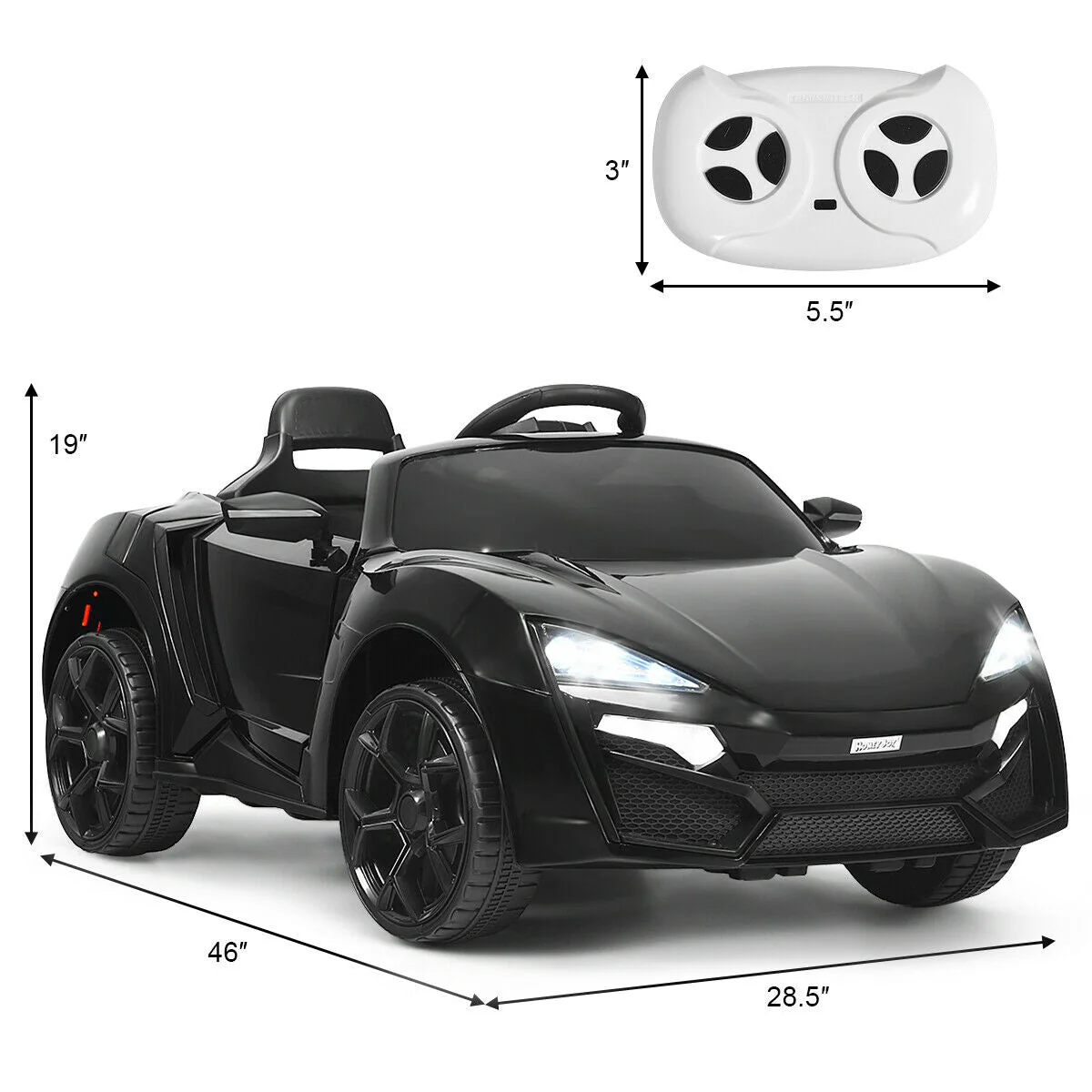 12V 2.4G RC Electric Vehicle with Lights-Black - Image 5