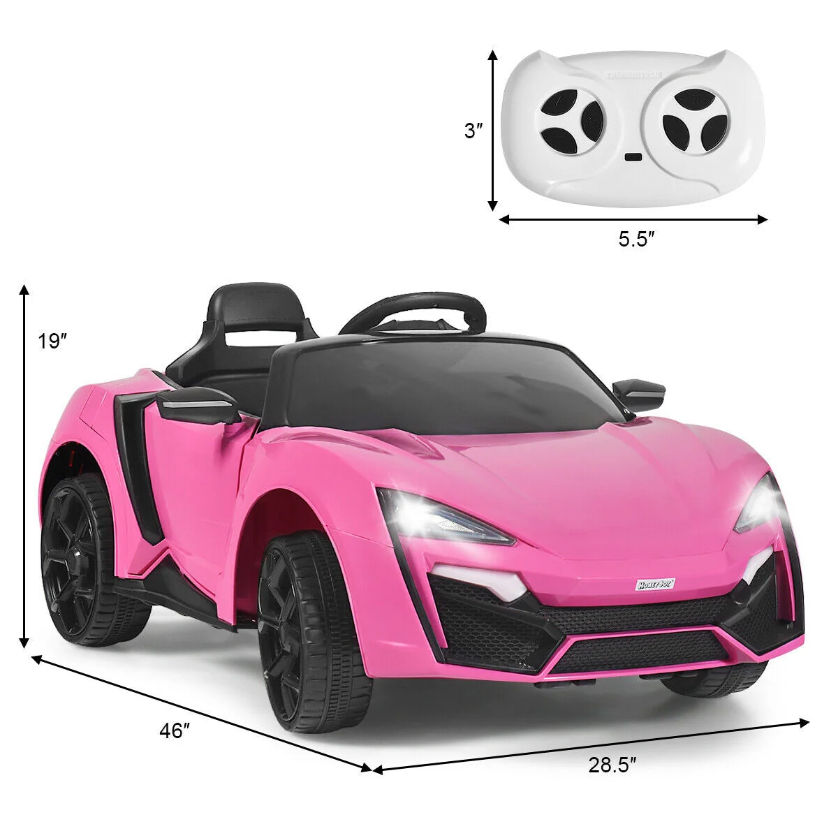 12V 2.4G RC Electric Vehicle with Lights-Pink - Image 5