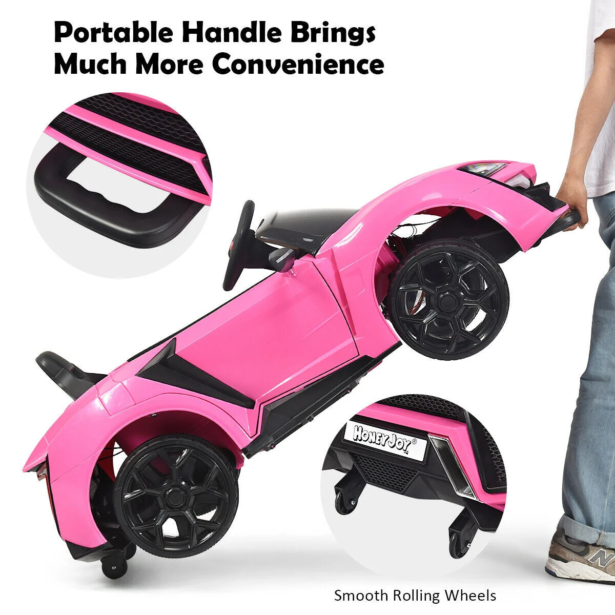12V 2.4G RC Electric Vehicle with Lights-Pink - Image 7