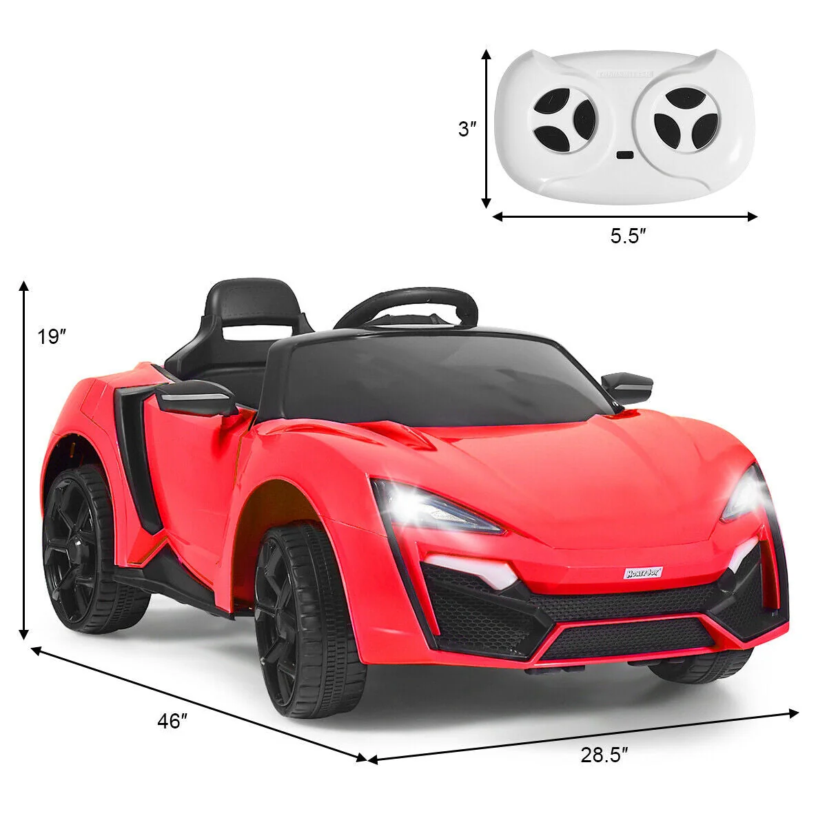 12V 2.4G RC Electric Vehicle with Lights-Red - Image 5