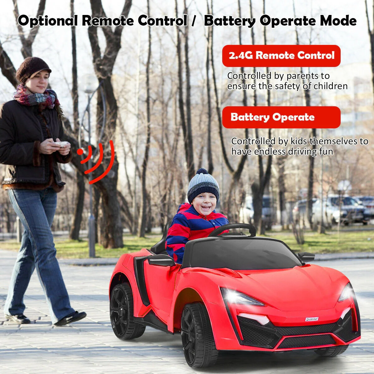 12V 2.4G RC Electric Vehicle with Lights-Red - Image 6