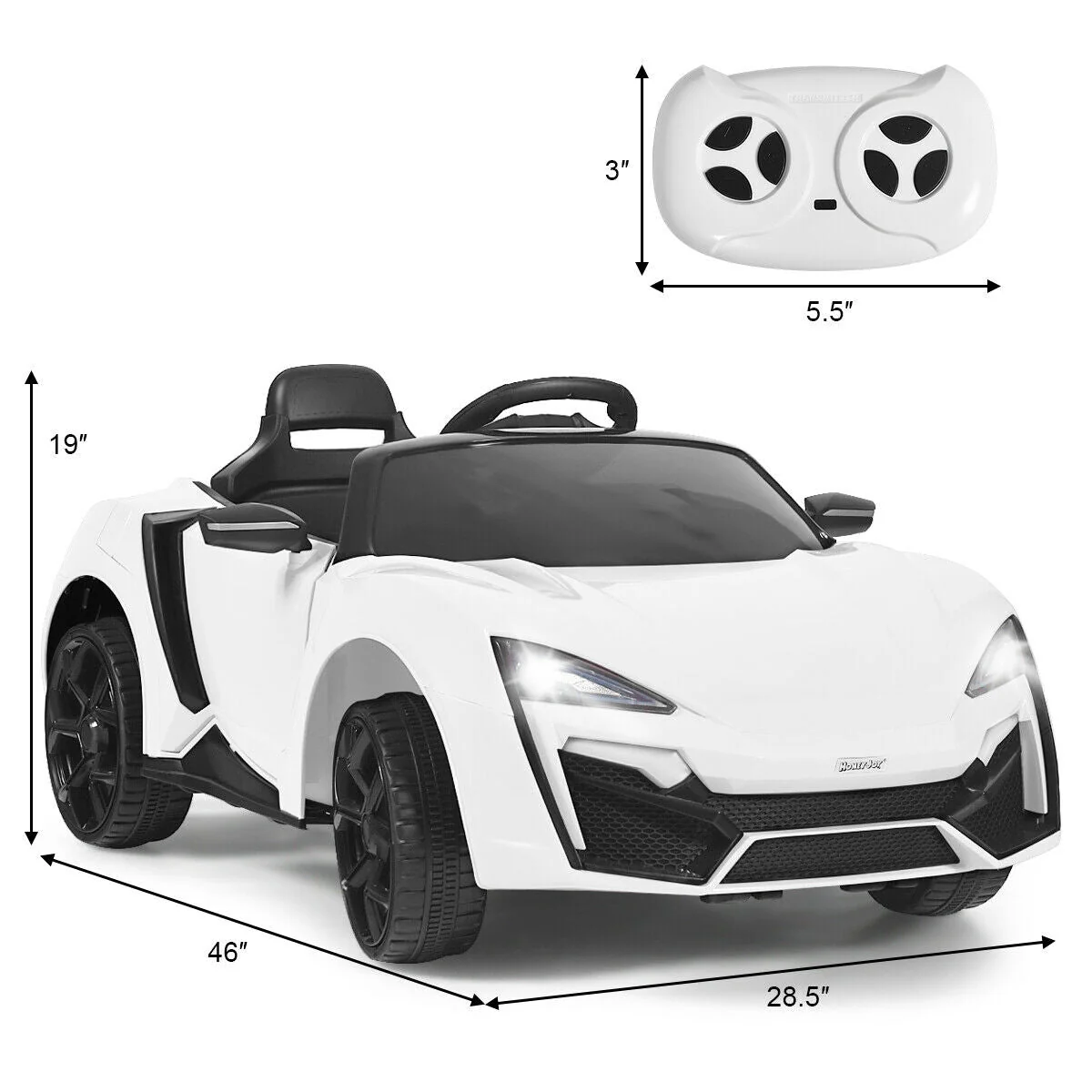 12V 2.4G RC Electric Vehicle with Lights-White - Image 5