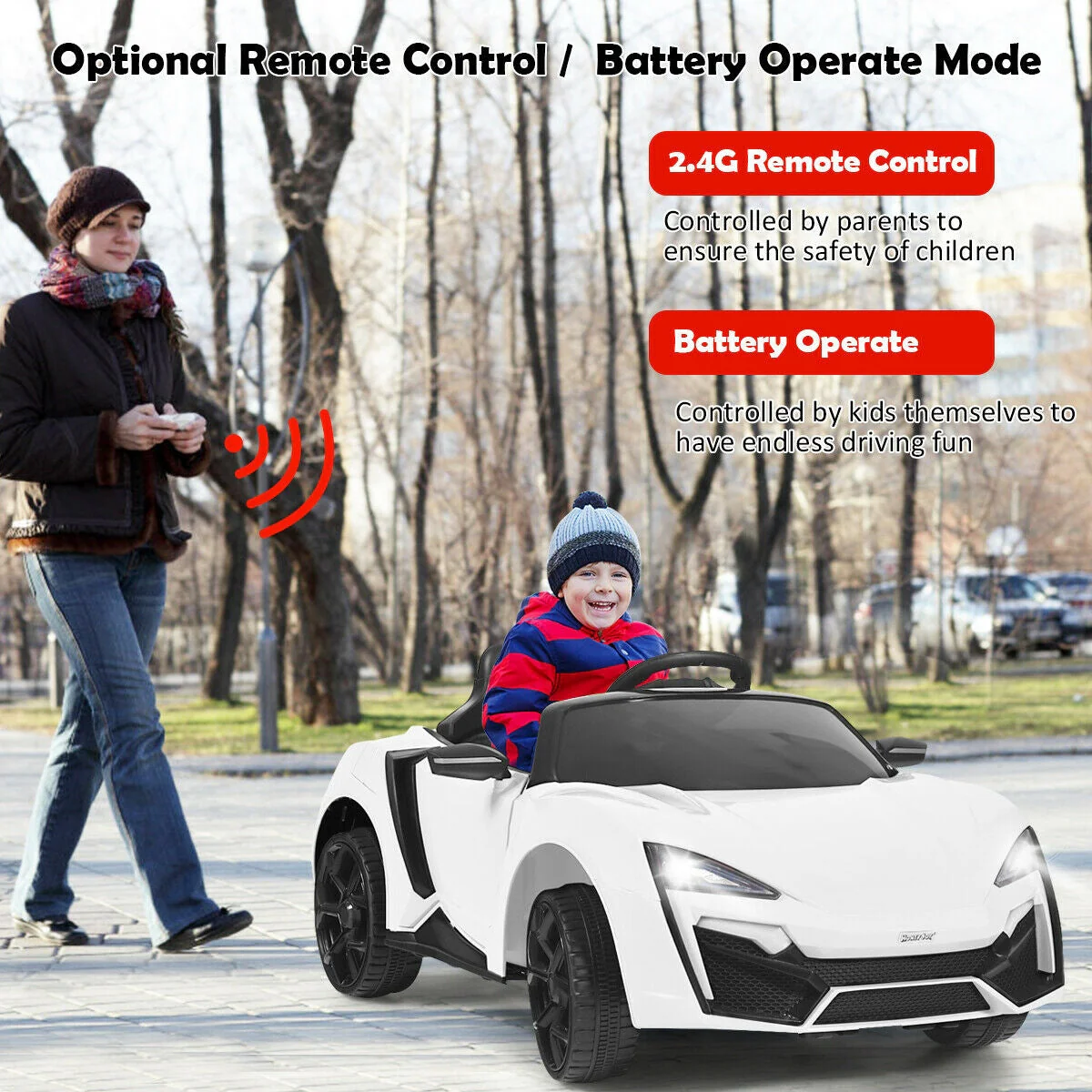 12V 2.4G RC Electric Vehicle with Lights-White - Image 6