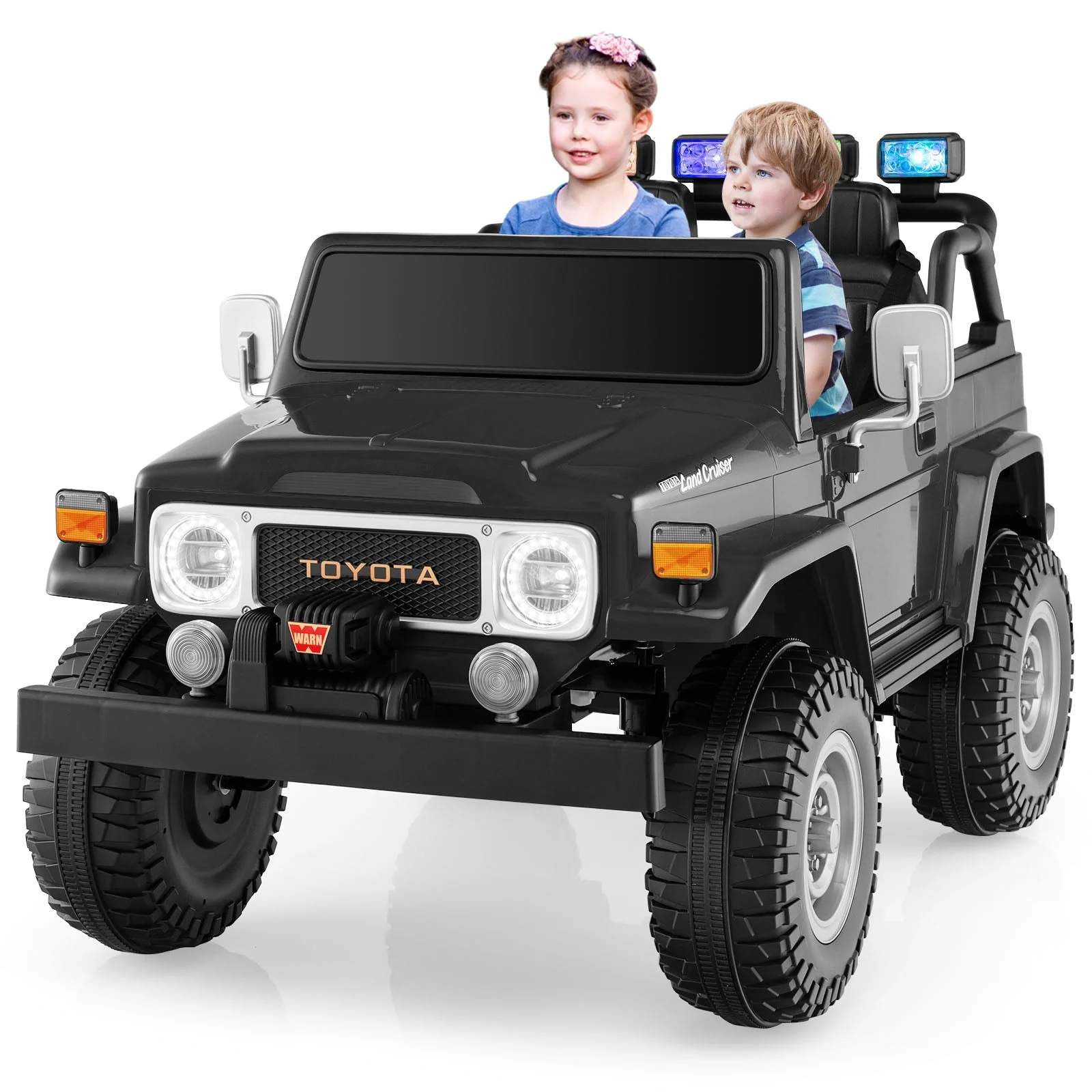 12V 2-Seat Licensed Kids Ride On Toyota FJ40 Car with 2.4G Remote Control-Black - Image 7