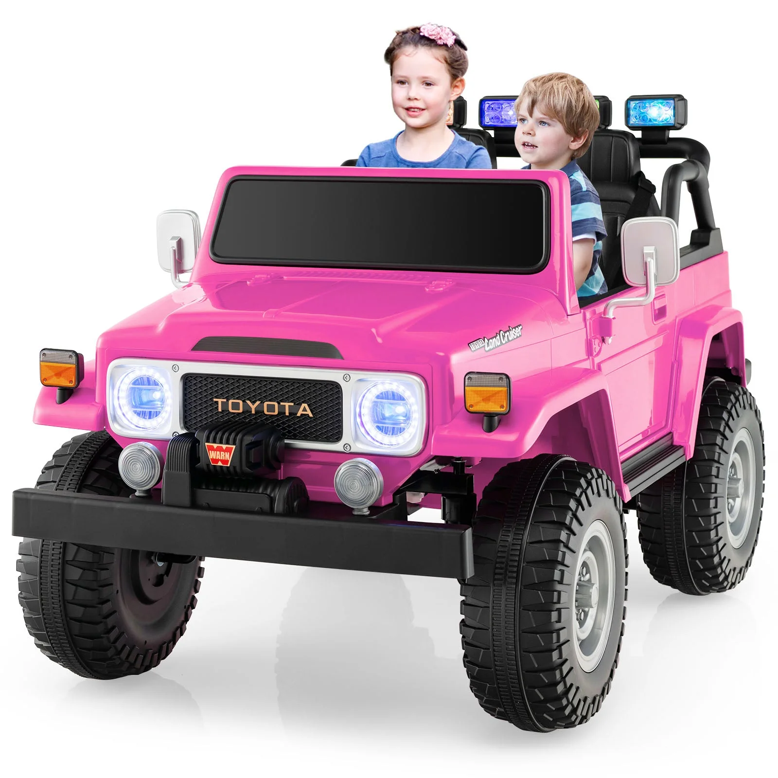 12V 2-Seat Licensed Kids Ride On Toyota FJ40 Car with 2.4G Remote Control-Pink - Image 7