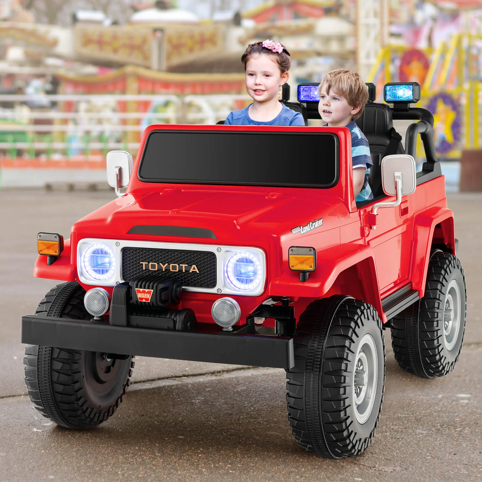 12V 2-Seat Licensed Kids Ride On Toyota FJ40 Car with 2.4G Remote Control-Red - Image 2