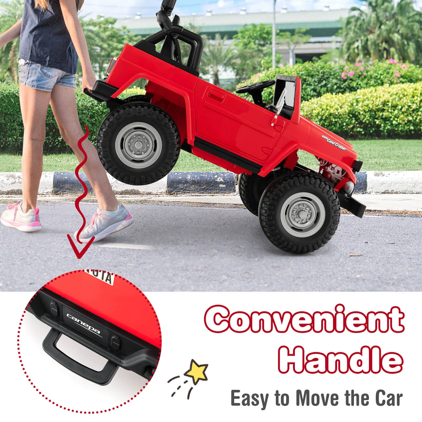 12V 2-Seat Licensed Kids Ride On Toyota FJ40 Car with 2.4G Remote Control-Red - Image 5