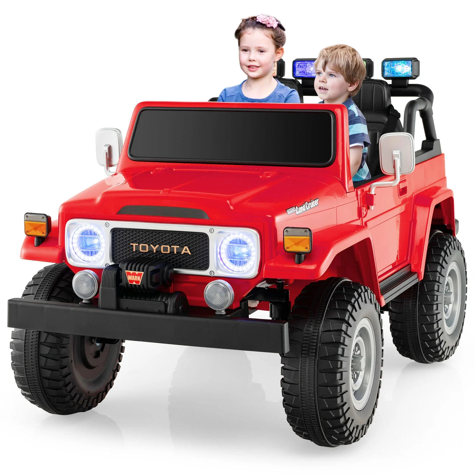 12V 2-Seat Licensed Kids Ride On Toyota FJ40 Car with 2.4G Remote Control-Red - Image 7