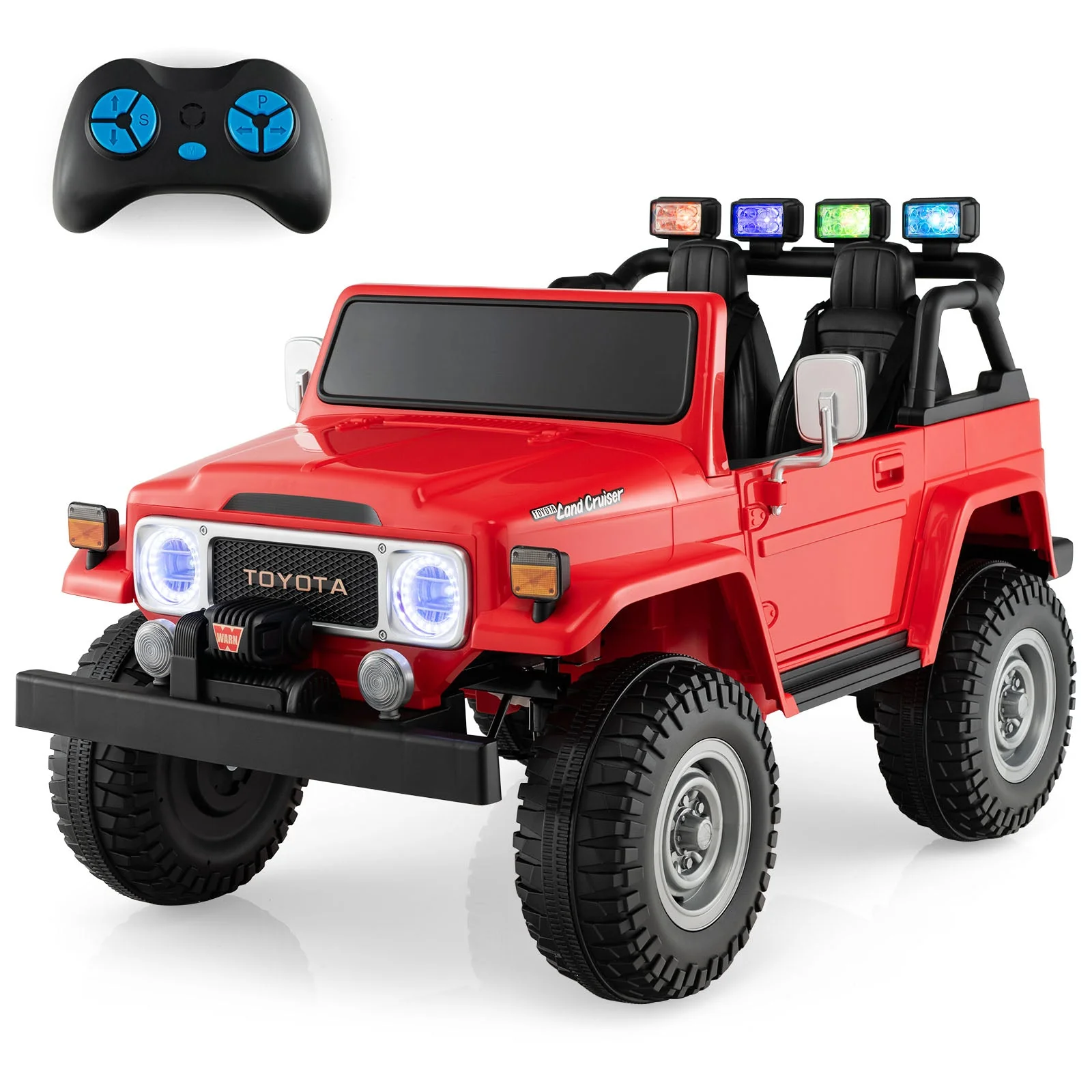 12V 2-Seat Licensed Kids Ride On Toyota FJ40 Car with 2.4G Remote Control-Red - Image 8