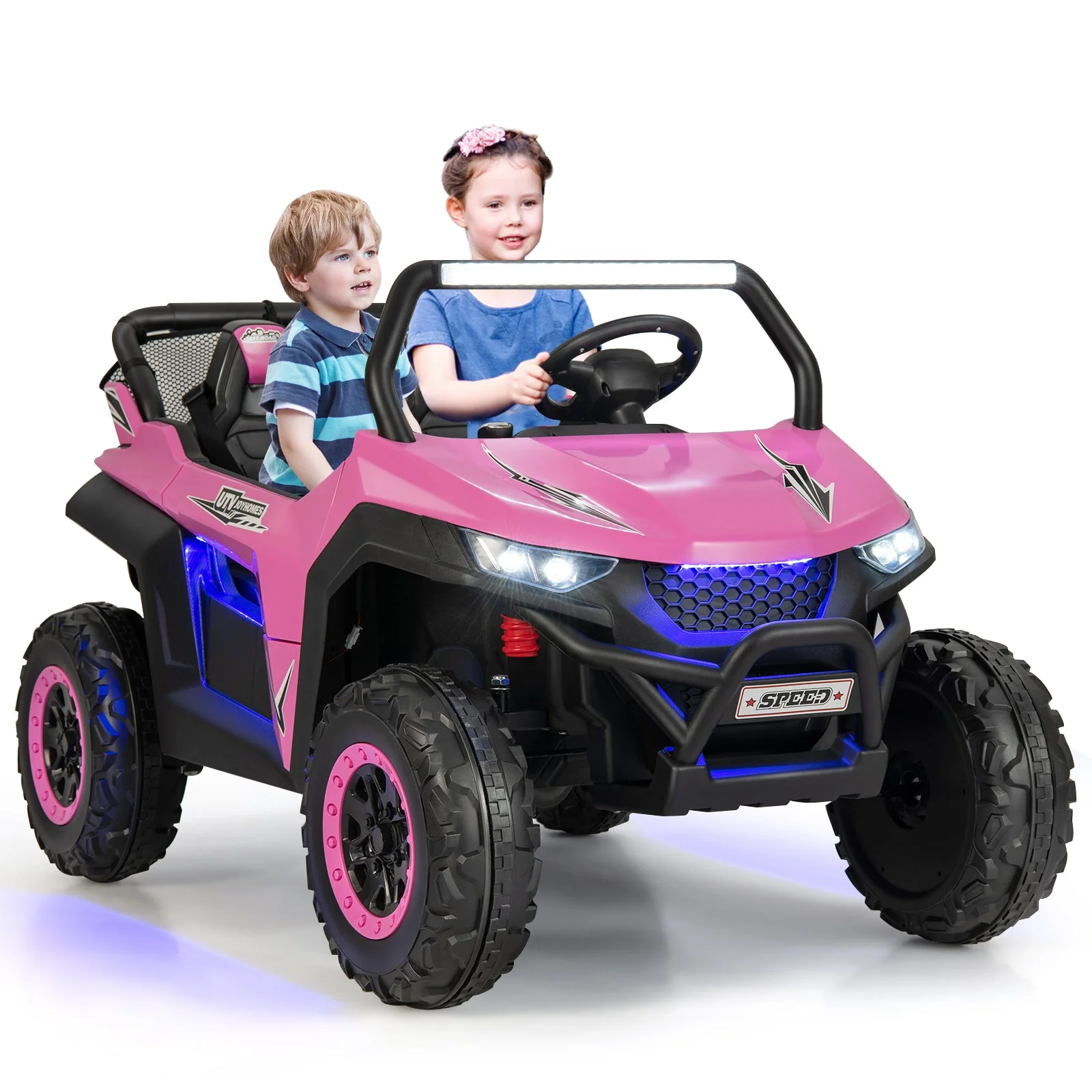 12V 2-Seater Kids Ride on UTV with Slow Start Function Music-Pink - Image 2
